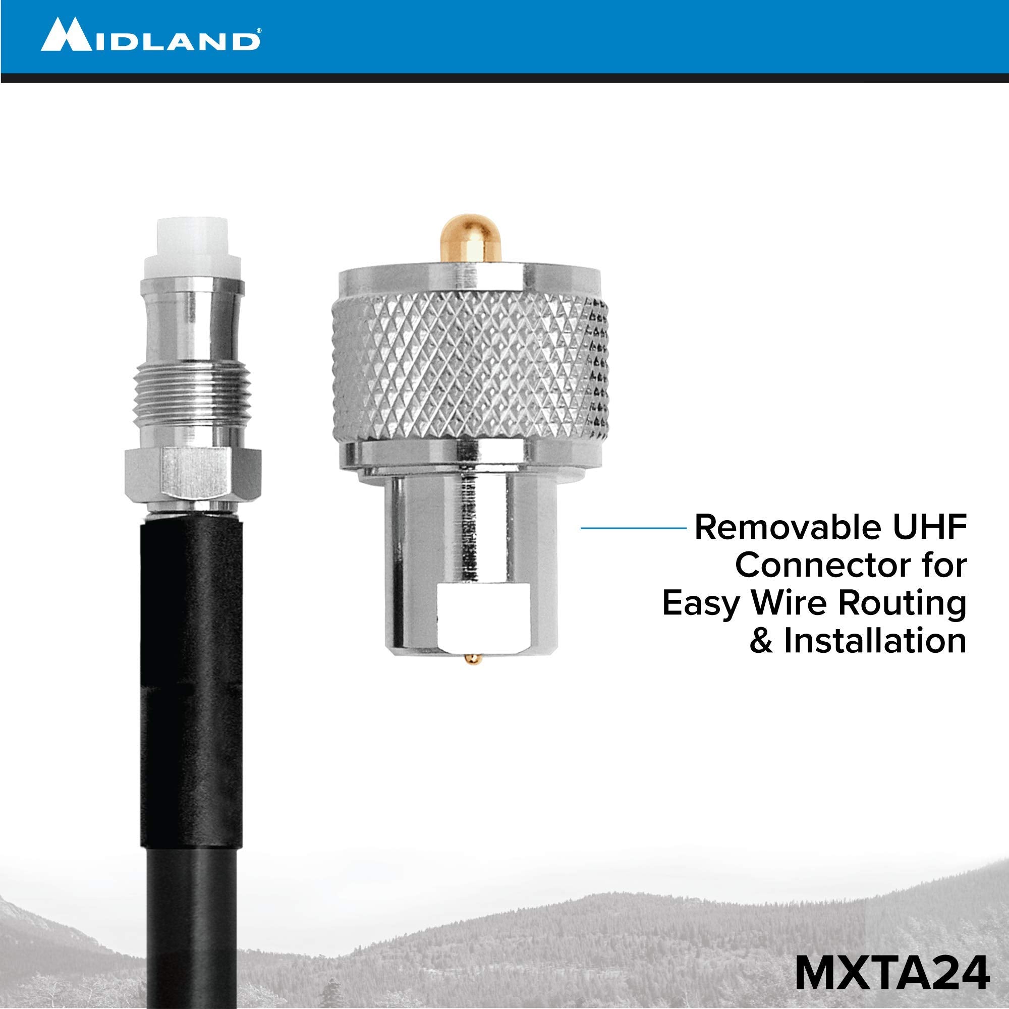 Midland � Mxta24 Low Profile Antenna Cable With Nmo Connector � Cb Antenna Cable Extension � 6 Meters (19 Ft) With Removable Uhf Connection