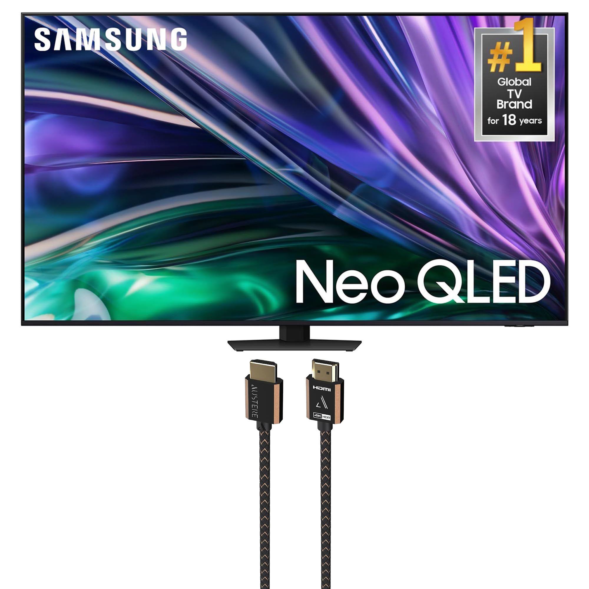 SAMSUNG QN75QN85DBFXZA 75 Inch Neo QLED 4K Smart TV with Dolby Atmos and an Austere 3S-4KHD2-2.5M III Series 4K HDMI 2.5m Cable 