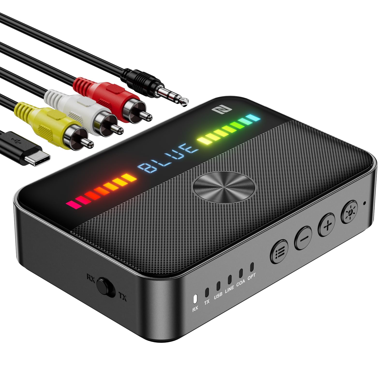 Moregax M13 Rgb Bluetooth 5.3 Audio Receiver Transmitter, Bluetooth Audio Adapter For Old Home Stereo/Speakers Tv With Display,