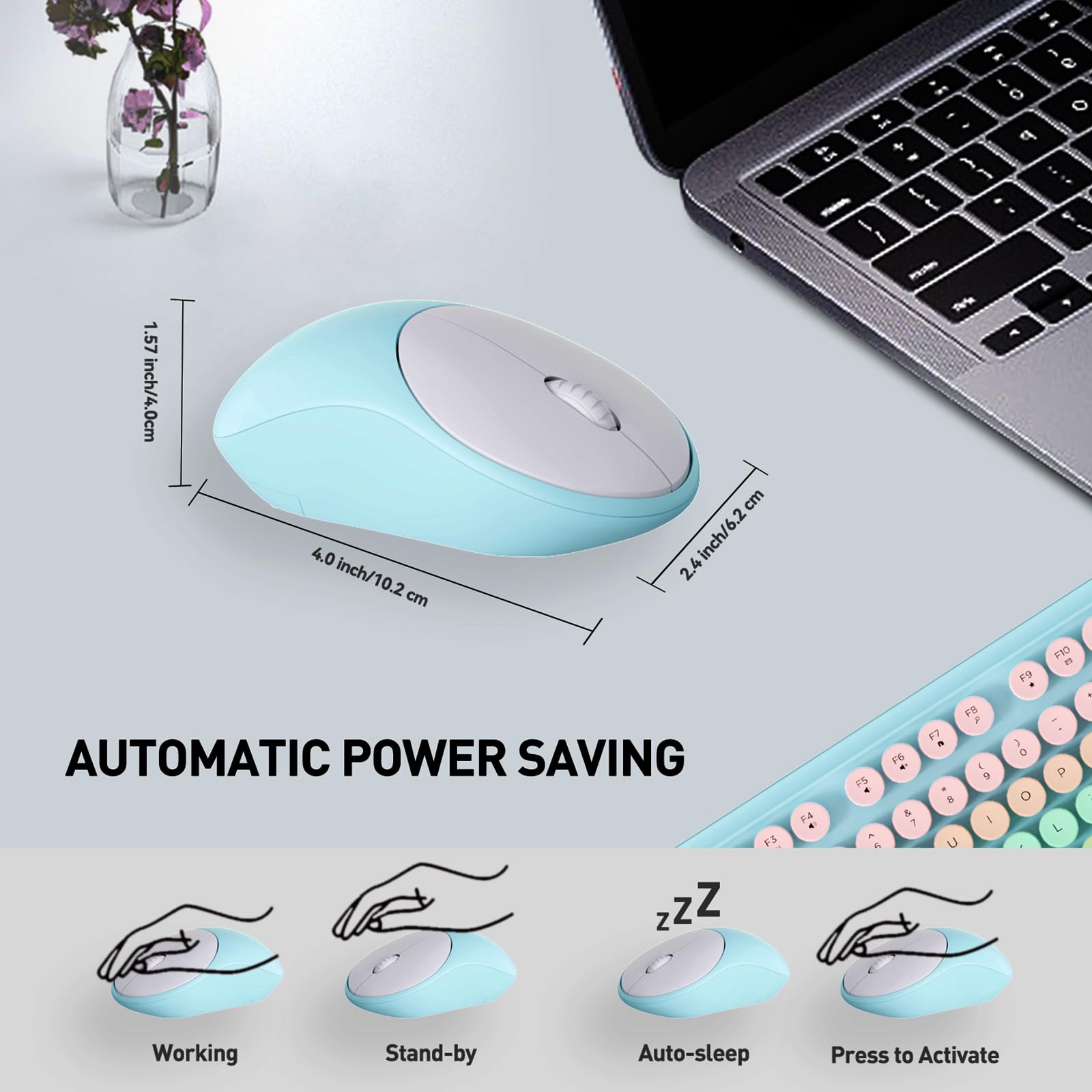 Fd 2.4Ghz Wireless Keyboard And Mouse Set With Switch Button   Full Size Keyboard   Compatible For Windows/Laptop/Pc/Notebook/Sm