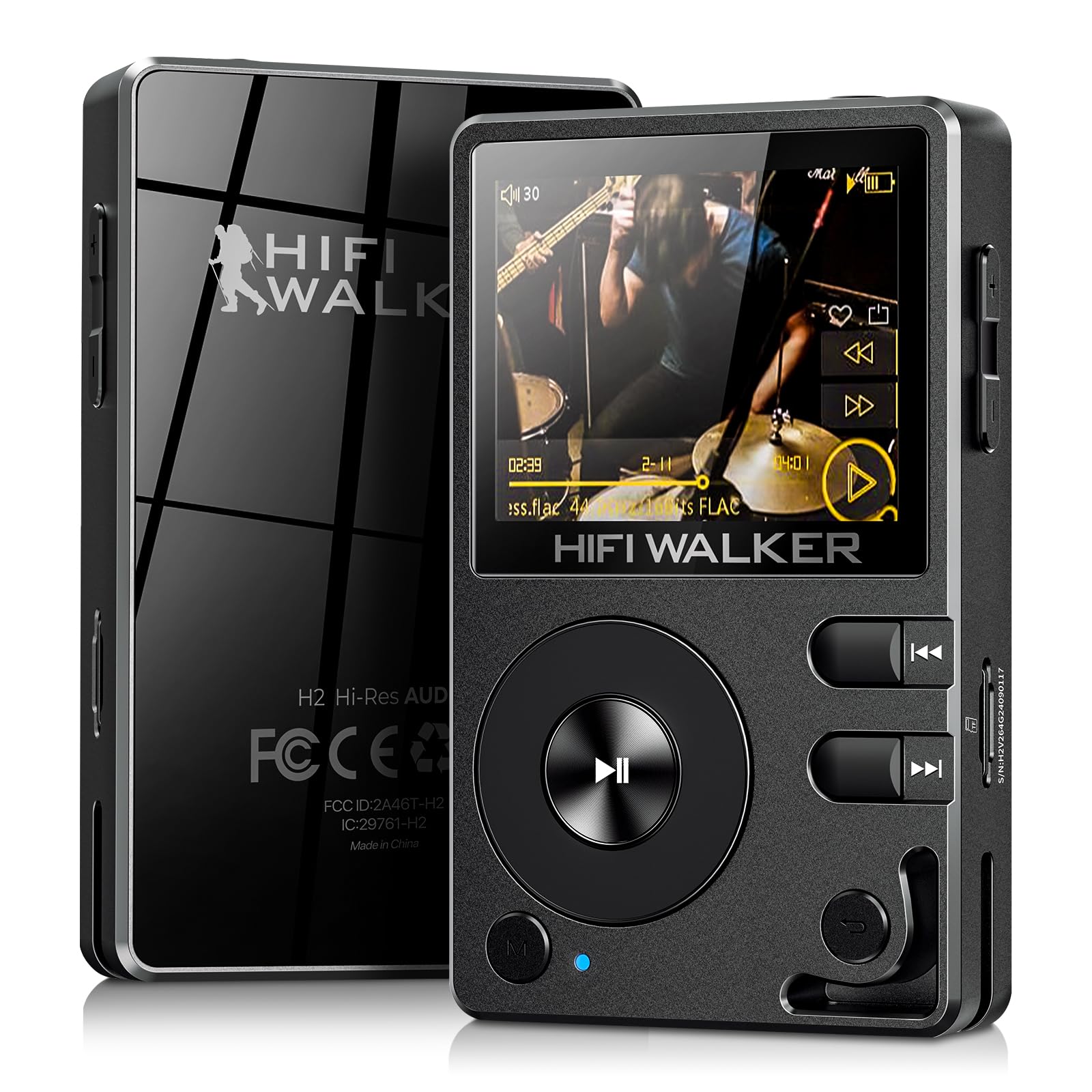 Hifi Walker H2 Hifi Mp3 Player With Bluetooth, Lossless Dsd Flac Player, Digital Music Player Hi Res Portable Audio Player With
