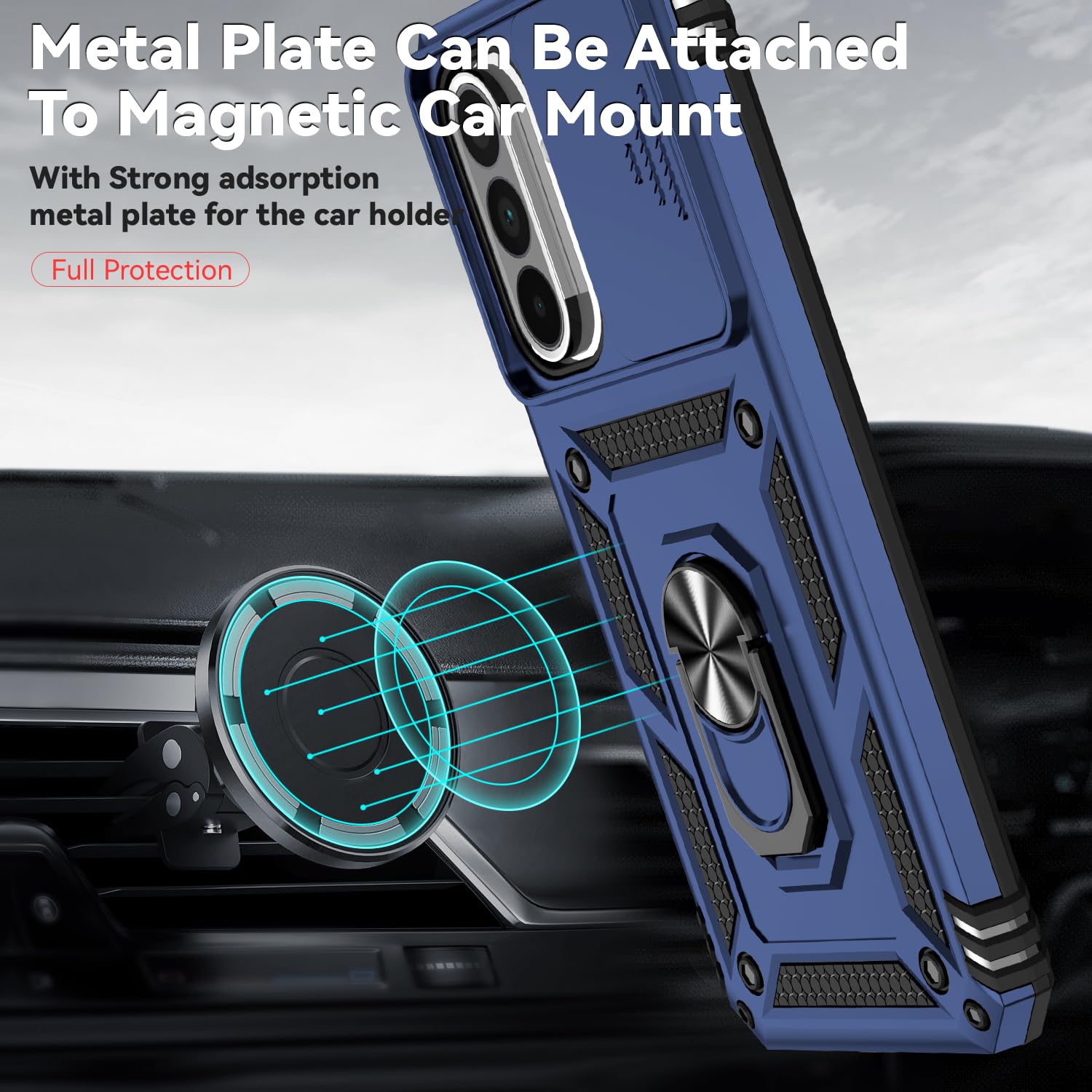 For Samsung Galaxy A36 5G Case With Slide Camera Cover Hd Screen Protector [Military Grade 16Ft. Drop Tested] Magnetic Ring Hold