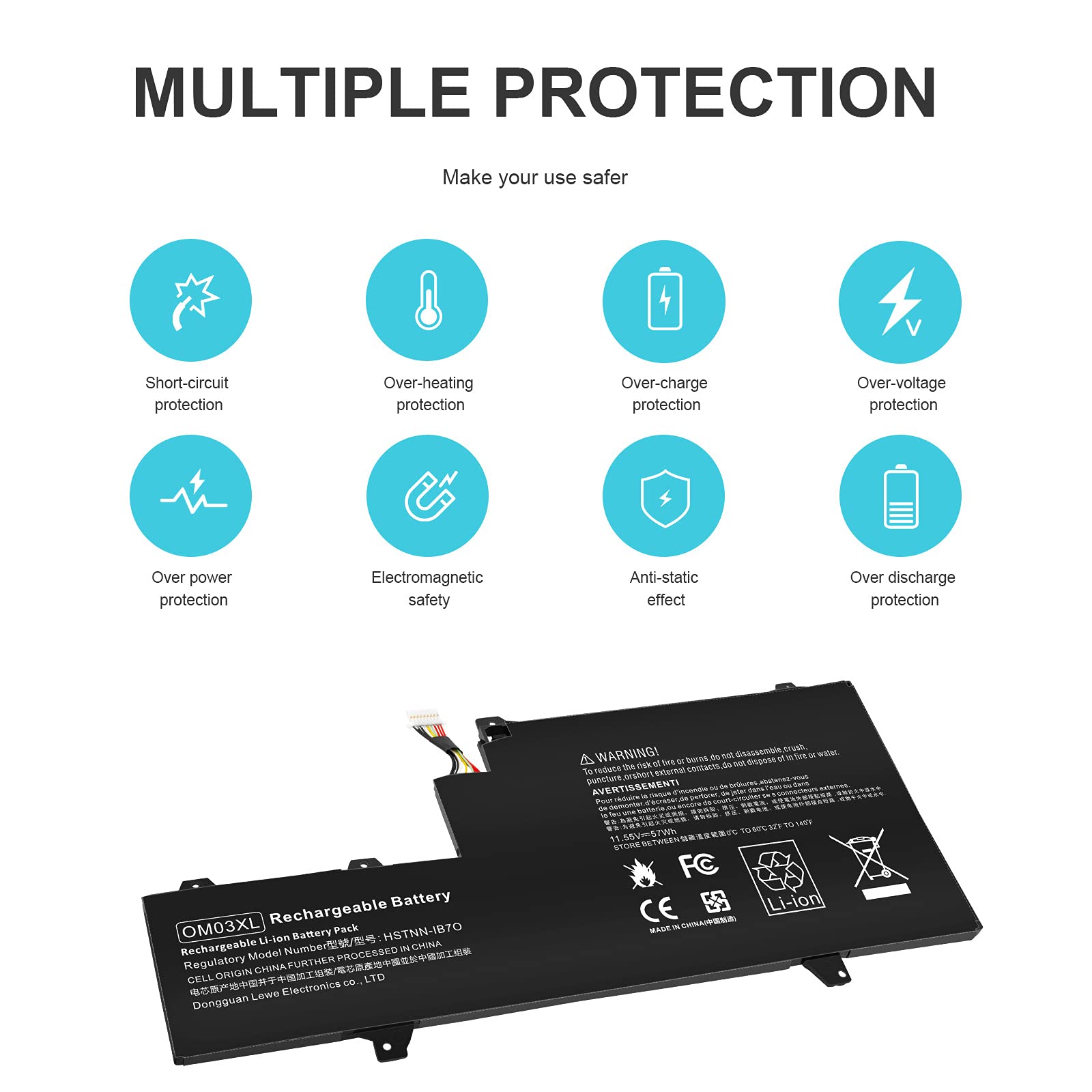Futurebatt Om03Xl Hstnn Ib7O 863167 171 Laptop Battery Compatible With Hp Elitebook X360 1030 G2 Series Notebook.Hp Om03Xl 3057X