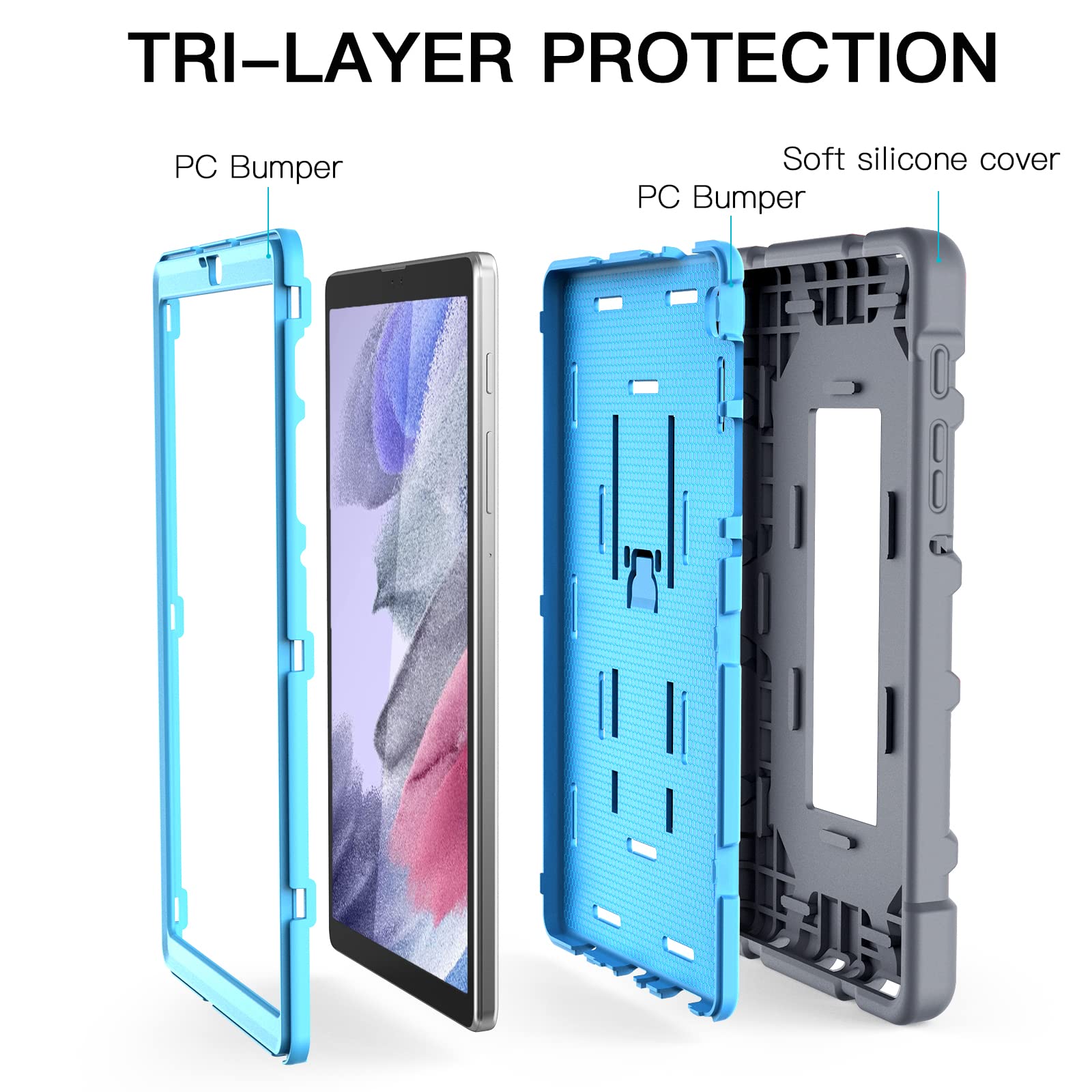 Azzsy Case For Samsung Galaxy Tab A7 Lite 8.7 Inch 2021 (Sm T220/T225), Slim Heavy Duty Shockproof Rugged High Impact Protective