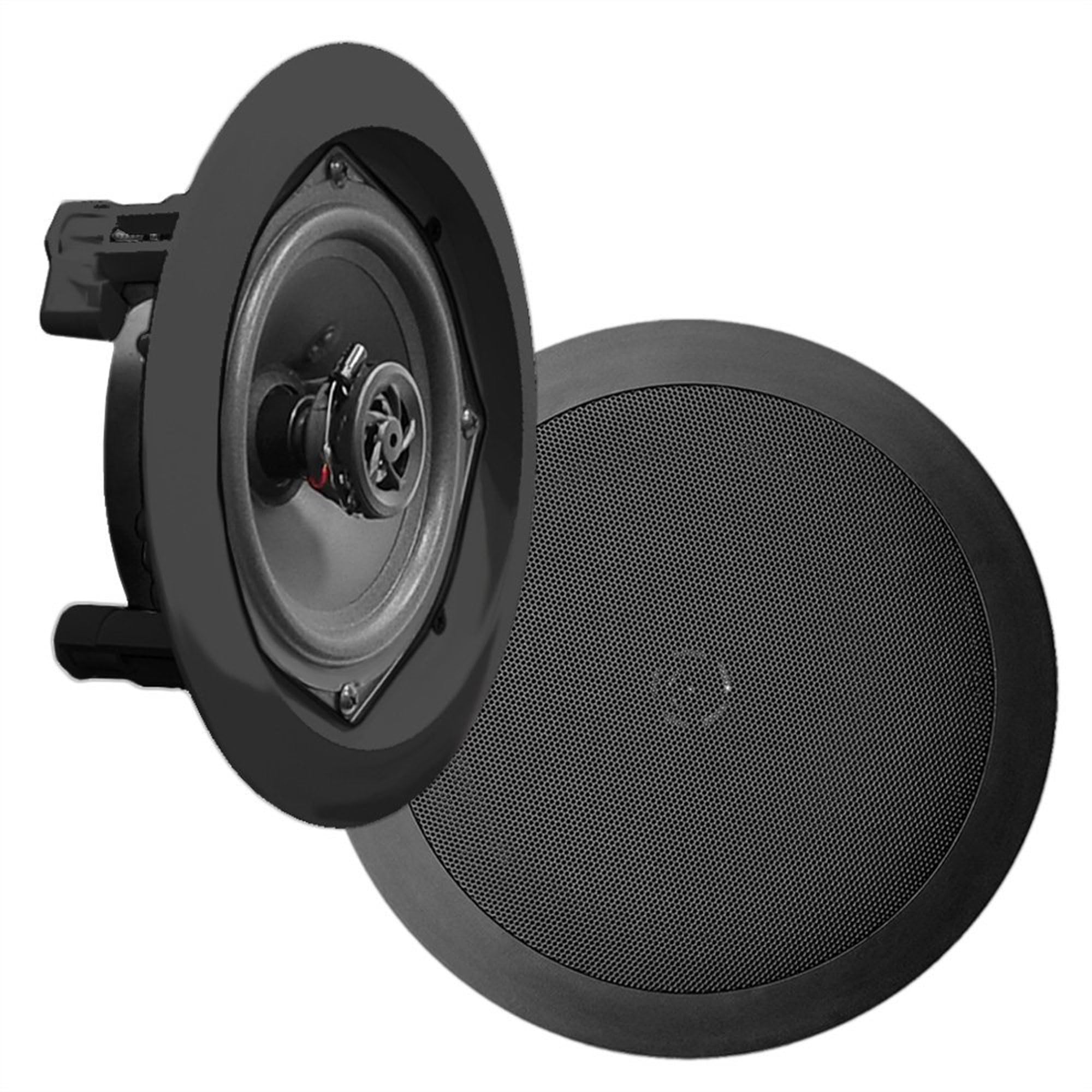 Pyle Pdic61Rdbk In Wall / In Ceiling Dual 6.5 Inch Speaker System, 2 Way, Flush Mount, Black (Pair)