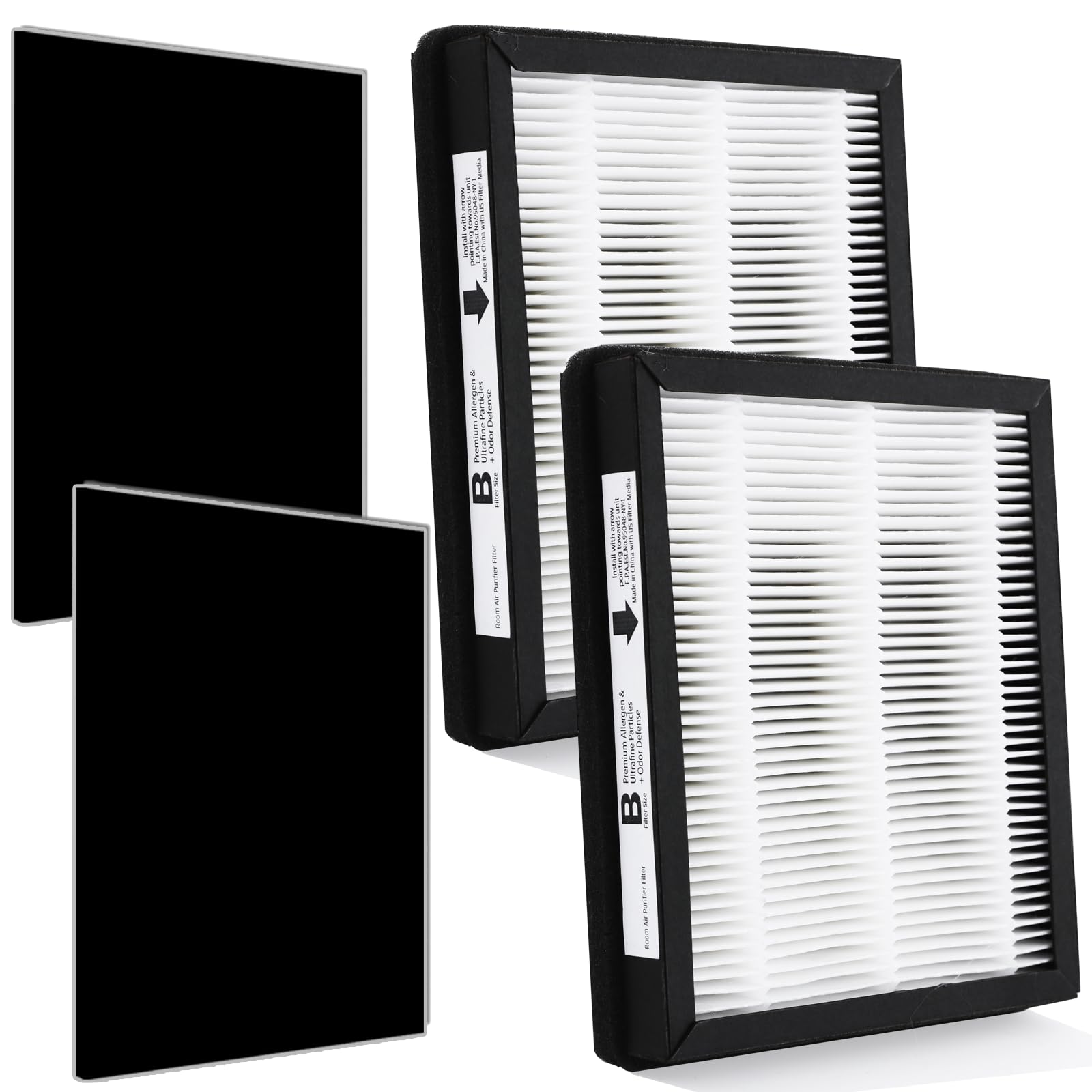 Wocase 2 Packs Replacement Idylis Air Purifier Hepa Filters B (2 Hepa + 2 Carbon Filters),Fit For Idylis Air Purifiers Ac 2125,A