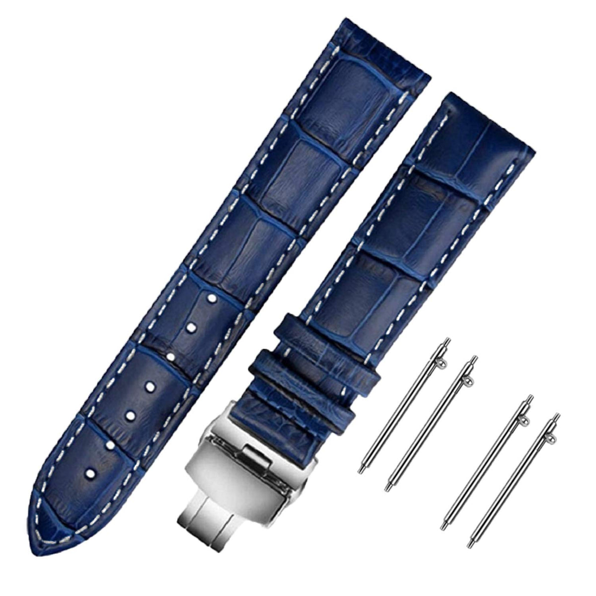 Moran Quick Release Leather Watch Bands Deployment Butterfly Buckle 18Mm 20Mm 22Mm 24Mm Blue Black Brown Calfskin Replacement Wa