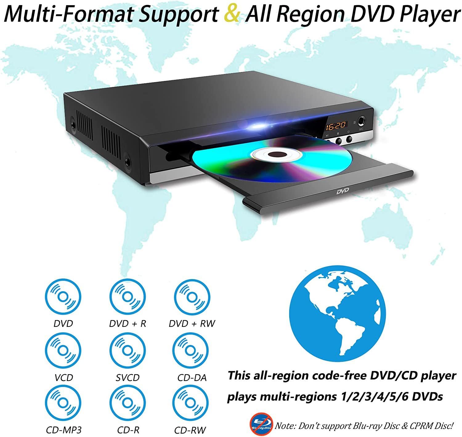 Hd Dvd Player For Tv Cd Player For Home Hdmi And Rca Cables Remote Control Usb Input 1080P All Region Free Breakpoint Memory Sup