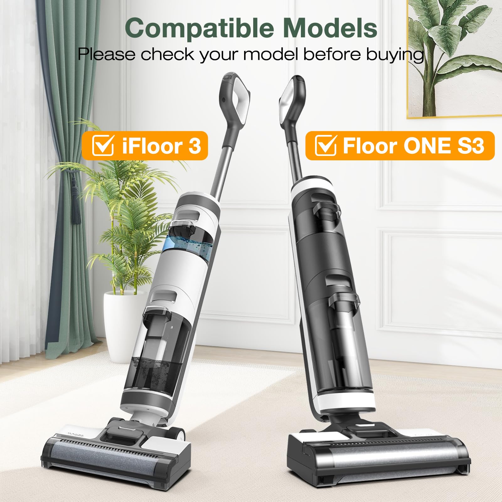 1+2 Pack Brush Roller And Hepa Filter Set Compatible With Tineco Ifloor 3/ Floor One S3 Cordless Vacuum Cleaners, 1 Pack Brush R