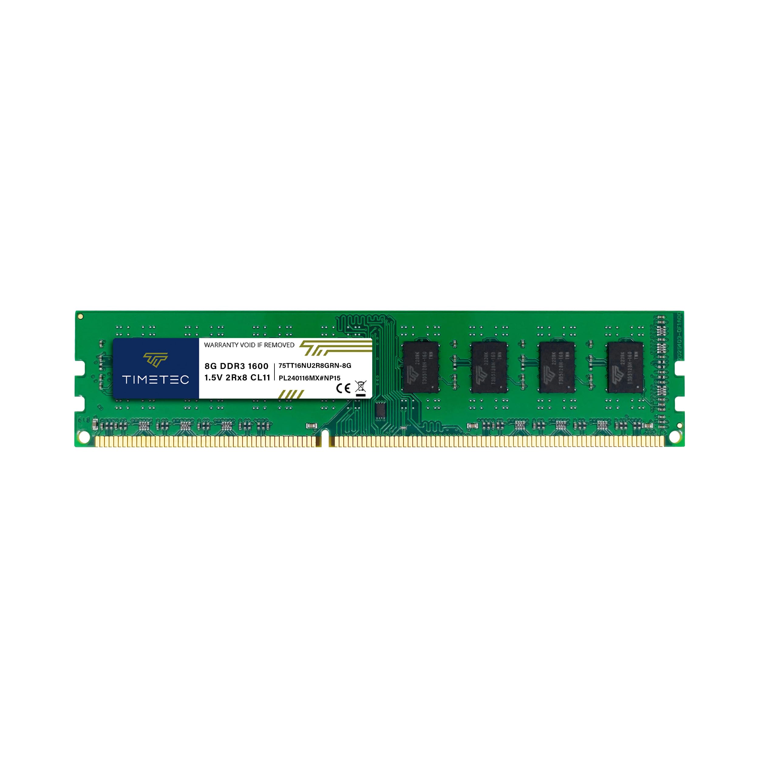 Timetec 8Gb Ddr3 1600Mhz(Ddr3 1600) Pc3 12800 Non Ecc Unbuffered 1.5V Cl11 2Rx8 Dual Rank 240 Pin Udimm Desktop Pc Computer Memo