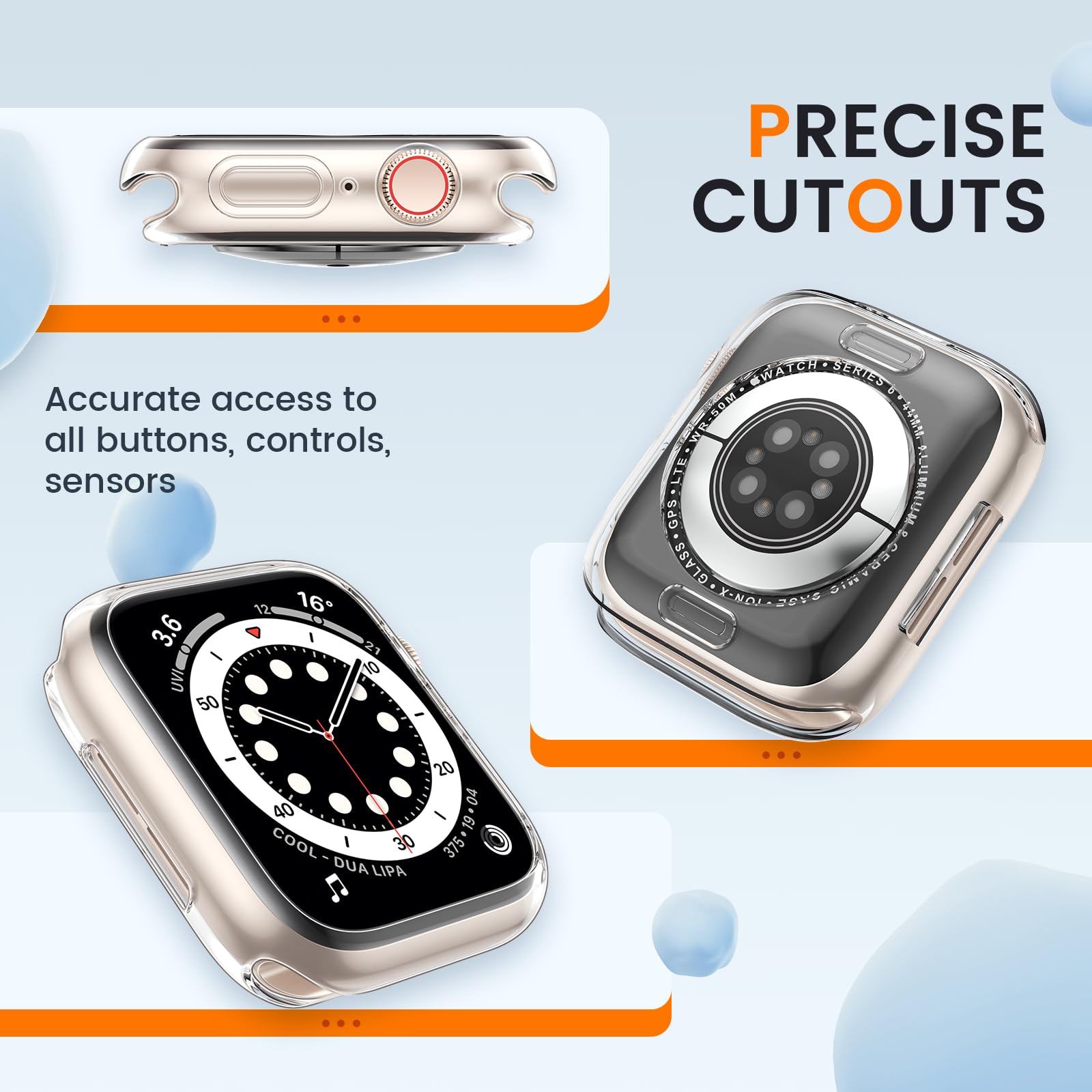 [2 Pack] Goton Bumper Case For Apple Watch Series Se2 Se 6 5 4 44Mm, Ultra Thin Soft Tpu Shockproof Case Cover Bumper Protector