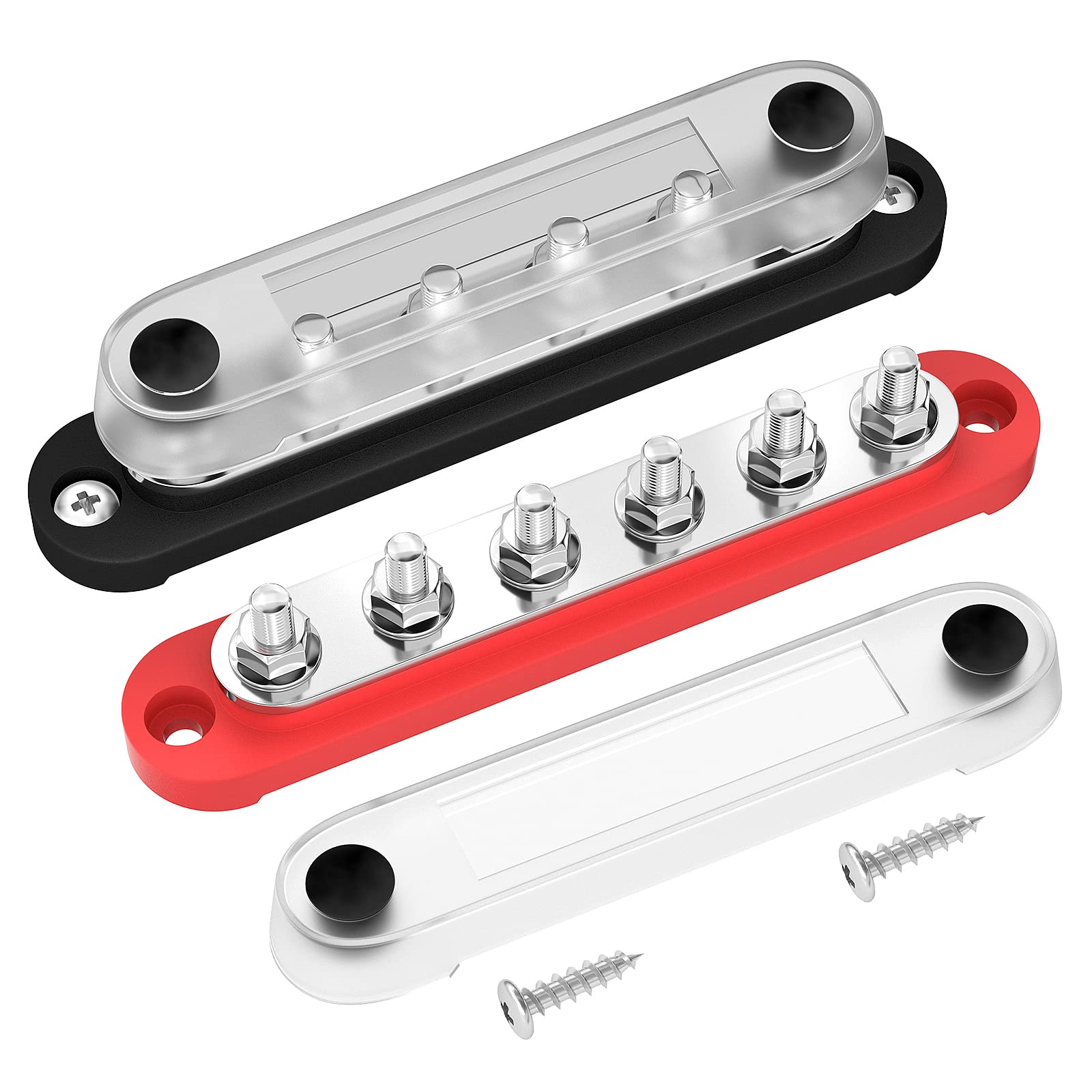 Daiertek Marine Bus Bar 12V 6 X 1/4'' (M6) Terminal Studs 12 Volt Bus Bar Power Distribution Block With Cover Max 300V Ac 48V Dc