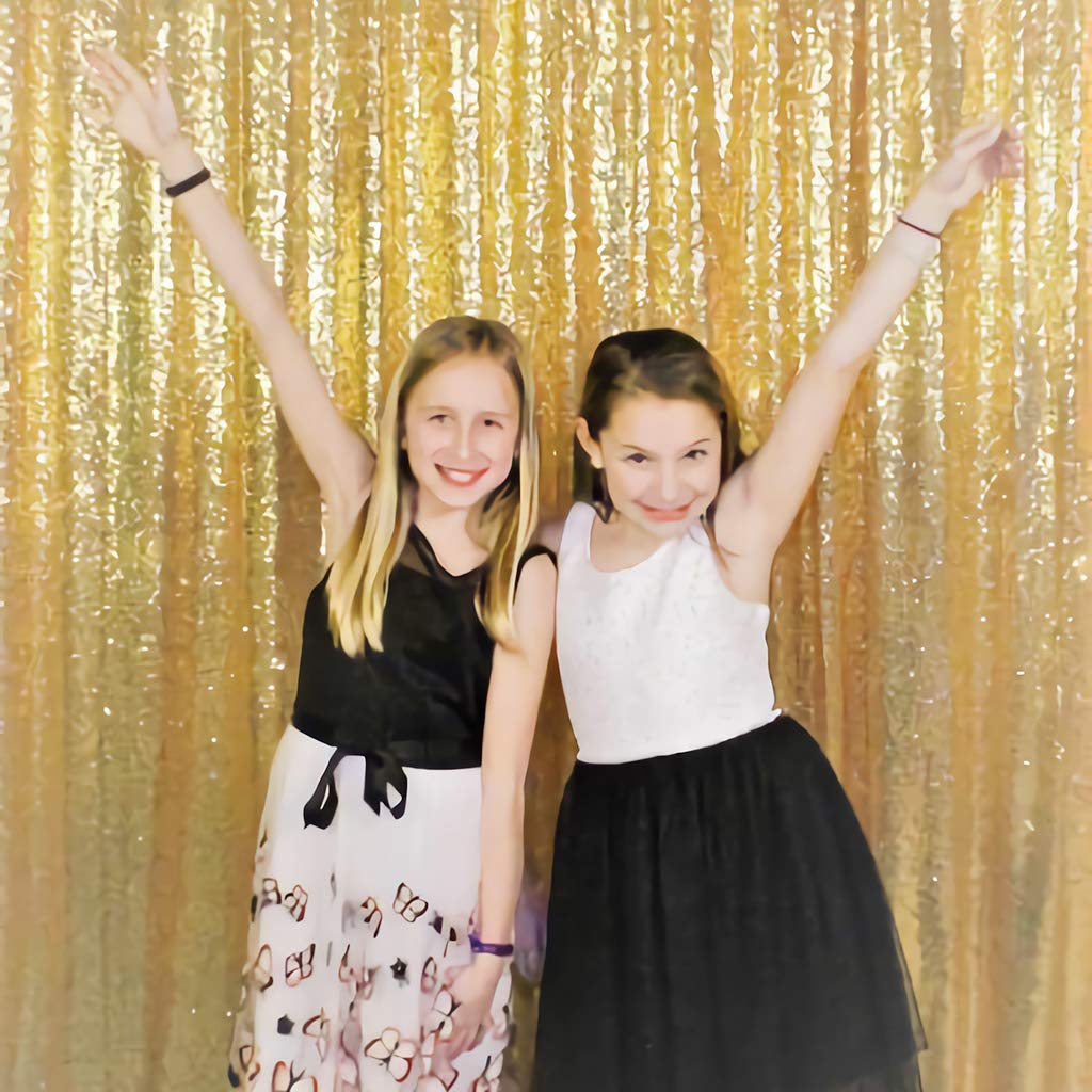 Juya Delight 8Ft X 8Ft New Gold Sequin Backdrop Curtain For Party Festival Wedding Photography