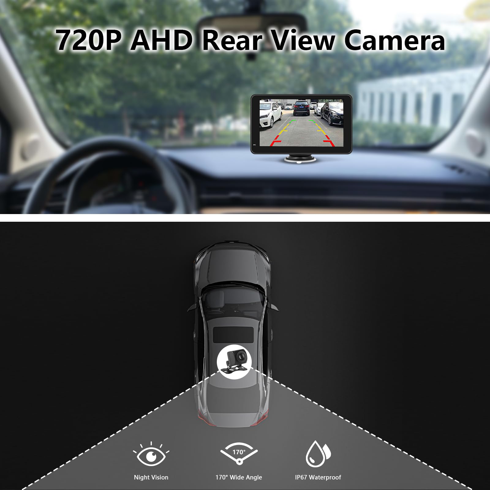 Apple Carplay Screen For Car, 7 Inch Portable Touch Screen Car Stereo With Wireless Carplay & Android Auto, Backup Camera, Gps N