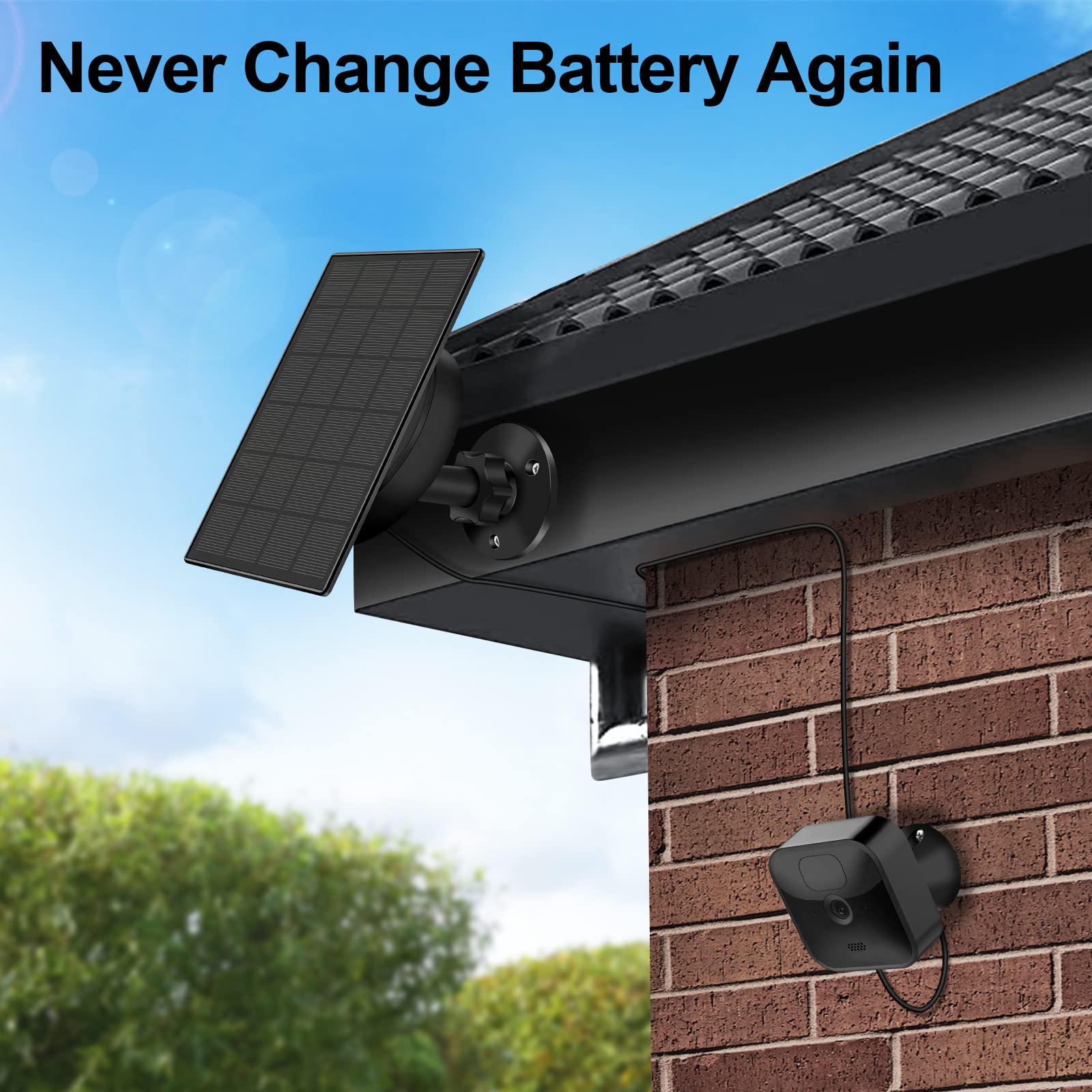 Solar Panel For Blink Camera Outdoor,3W Solar Panel Compatible With Blink Xt/Xt2 & Outdoor Camera&Simplisafe Camera,Waterproof S