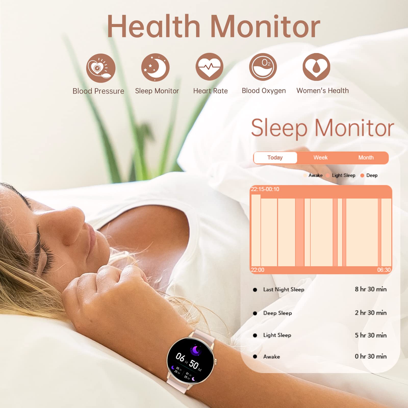 Erkwei Smart Watch For Women Dial/Answer Call Activity Fitness Tracker With Heart Rate Sleep Monitor Pedometer Calorie 20 Sports