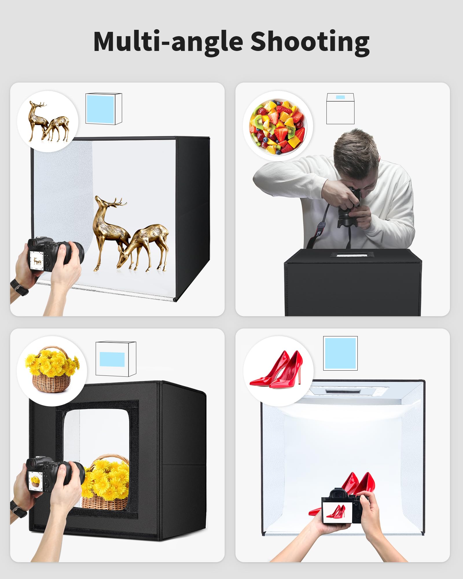 Glendan 20X20 Inch Light Box Photography, Large Photo Studio Light Box, Professional Dimmable Photo Booth With 240 Led Lights &