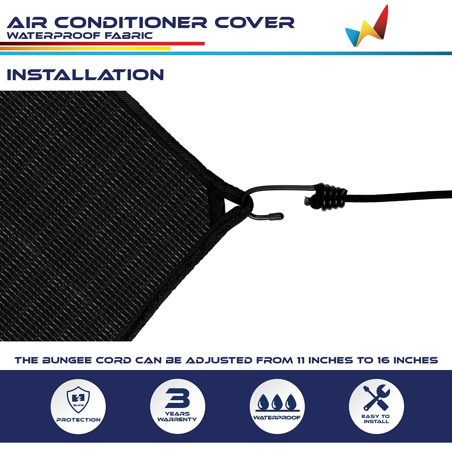 Windscreen4Less 28''X28'' A/C Unit Cover Winter Waterproof Air Conditioner Compressor Condenser Cover With Bungee Cords For Outs