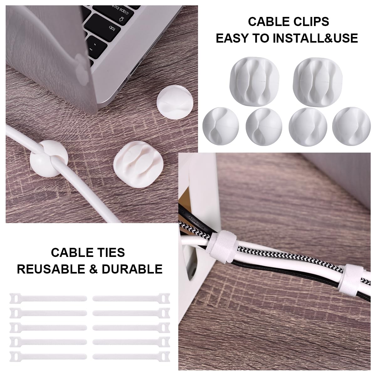 Cable Management Box, 2 Pack Large & Medium Cable Organizer Box With 17 Pcs Cable Management Set, Cord Organizer Box To Hide Sur