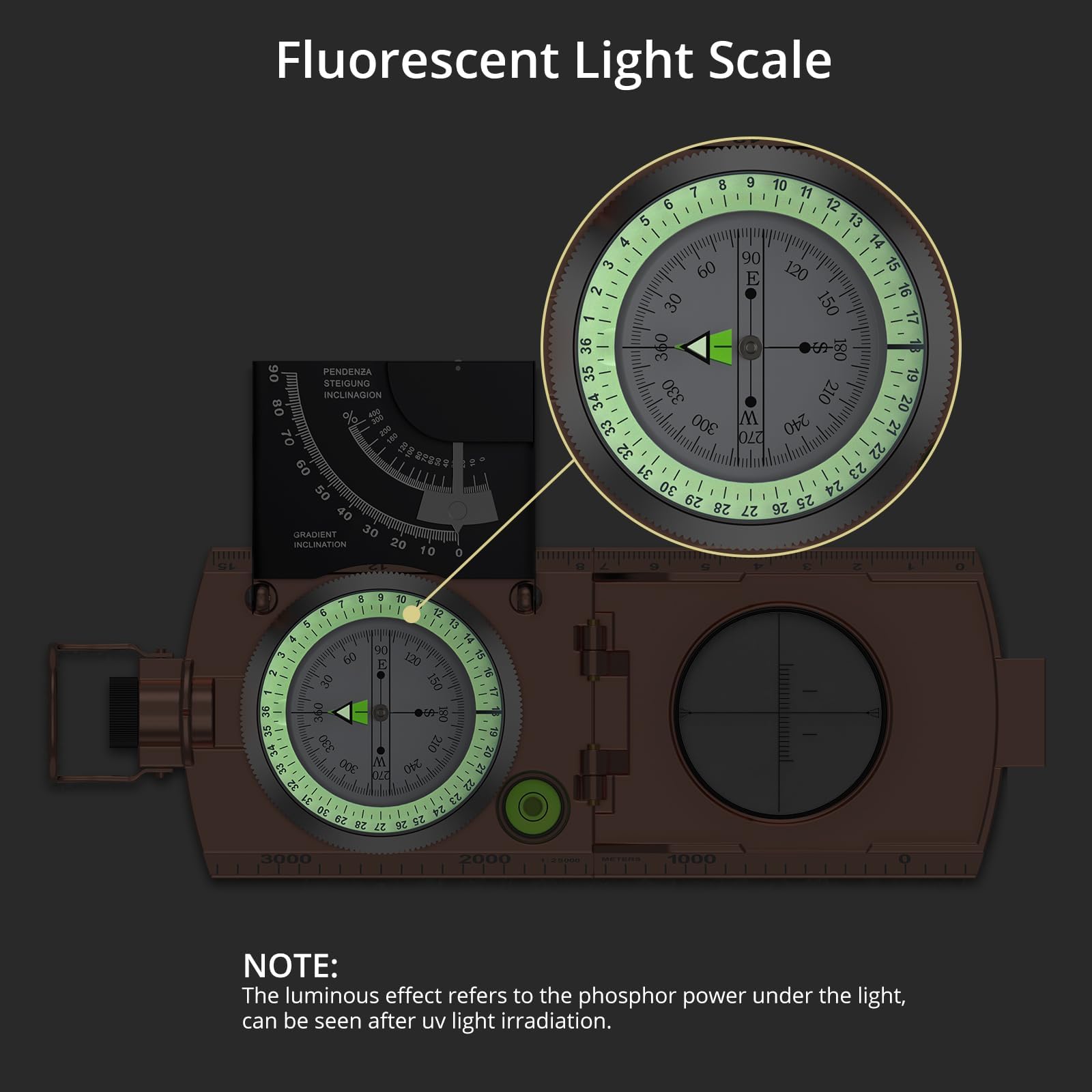 Anbte Hiking Compass, Ip65 Waterproof Metal Compass With Sighting Clinometer, Compass Hiking Survival With Carry Bag Multifuncti