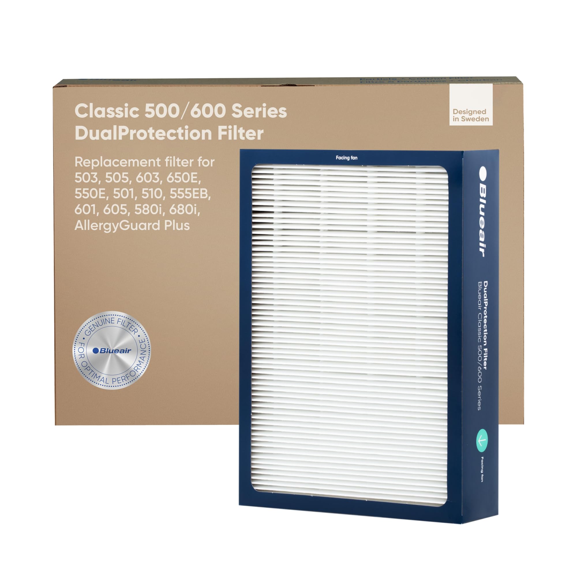 Blueair Classic 500/600 Series Genuine Dual Protection Replacement Filter; Fits Classic 580I, 680I, 501, 503, 505, 510, 550E, 55