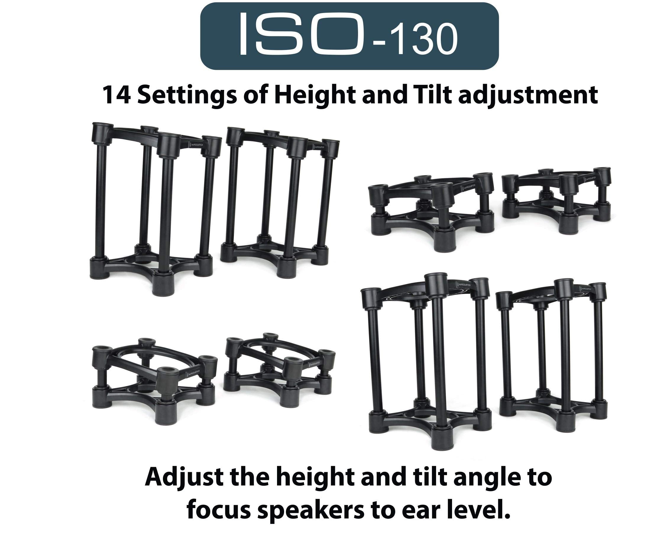 Isoacoustics Iso Stand Series Speaker Isolation Stands With Height & Tilt Adjustment: Iso 130 (5.1'' X 6   ) Pair
