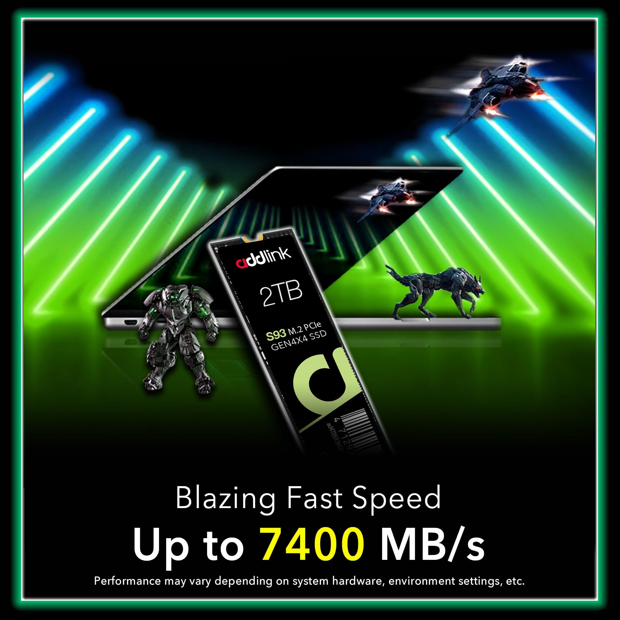 Addlink S93 2Tb Pcie 4.0 M.2 Gen 4 Memory Expansion Ssd, Up To 7400 Mb/S, Internal Solid State Drive With Hmb Technology For Lap