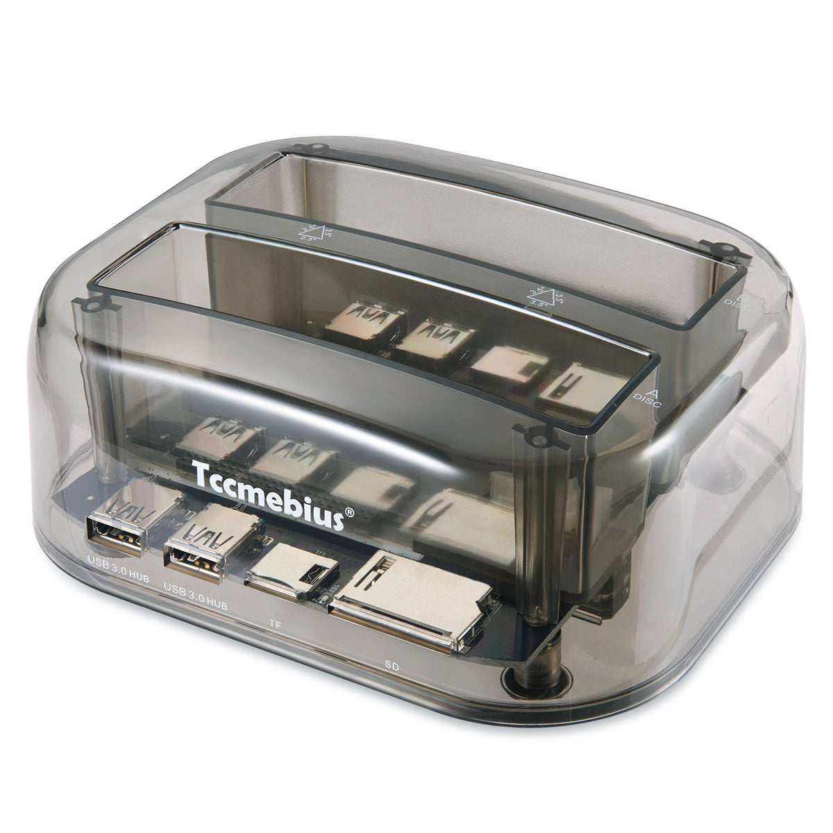Tccmebius Tcc S865 Usb 3.0 To Sata Ide Dual Slots External Transparent Hard Drive Docking Station With Card Reader And 2 Ports U