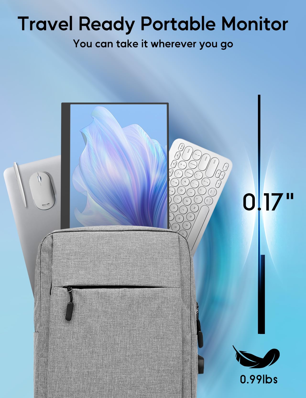 Ounshli 4K Portable Monitor, 13.3'' 3840 * 2160 Ips Portable Monitor For Laptop, Slim Lightweight Hdr Travel Monitor Usb C Hdmi