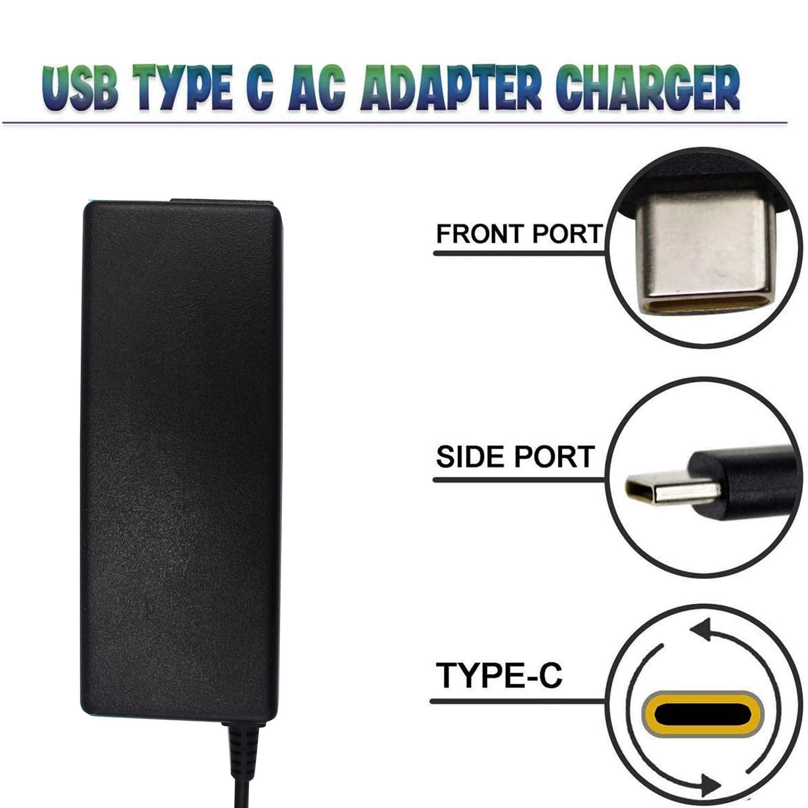 45W Usb C Laptop Charger For Acer Chromebook R13 11 13 15 311 315 Cp311 Cp713 C933 Cb5 312T R751T Sf713 Sp714 N17Q5 N17P6 N16Q10 N16Q14 N16Q12 N18Q1 N15Q13 Pa 1450 78 A16 045N1A Ac Adapter Power Cord