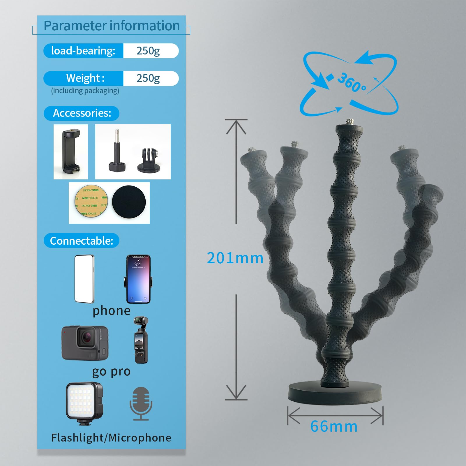 Fifield Gooseneck Phone Holder Magnetic Mount - 360 Adjustable Cell Phone Stand Compatible With Iphone 16-6, 360 Action Camera G