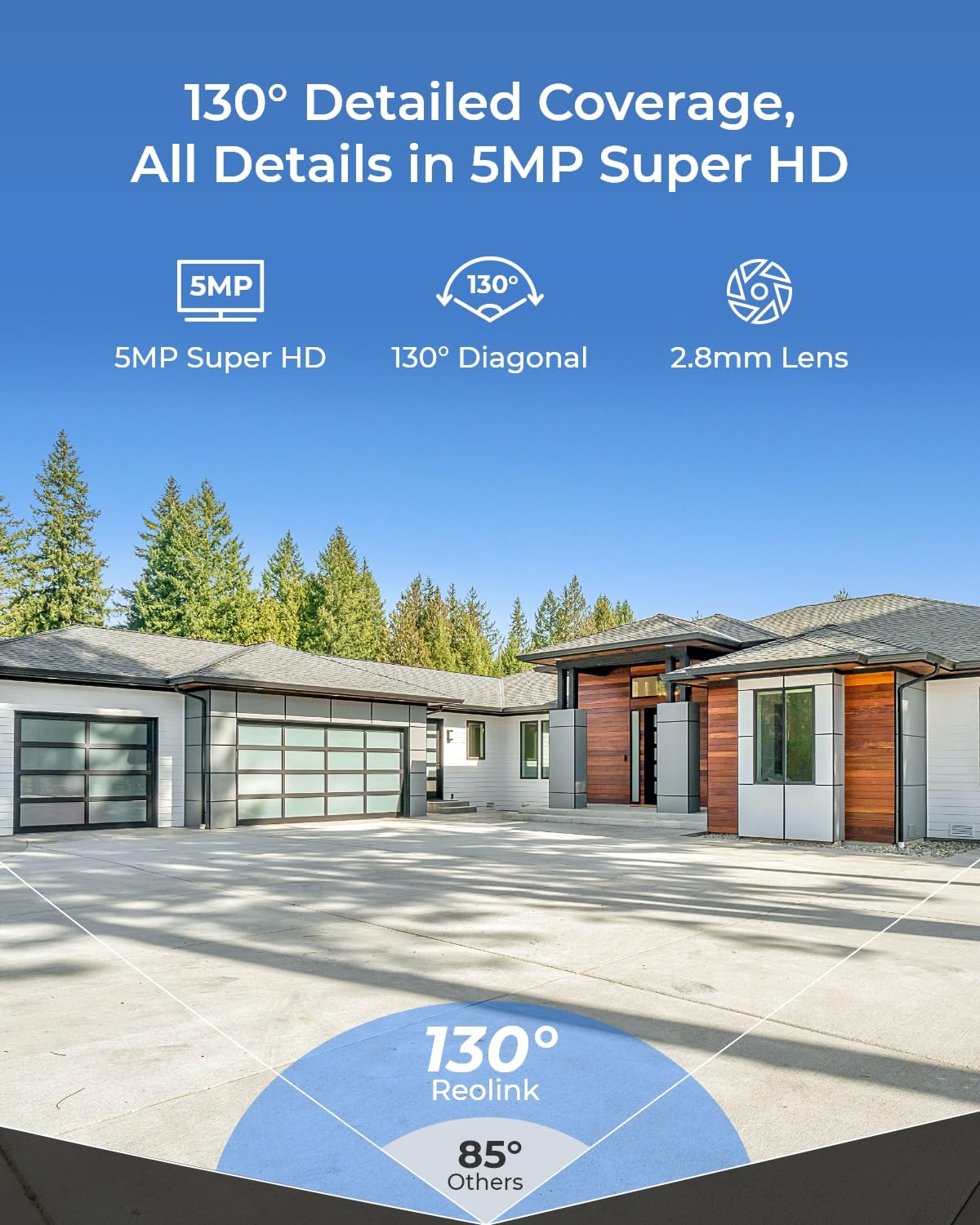 Reolink Outdoor Security Poe Camera, 5Mp Turret Surveillance Camera, 2.8Mm Lens, 130 Diagonal, Ik10 Vandal Proof, Smart Detectio