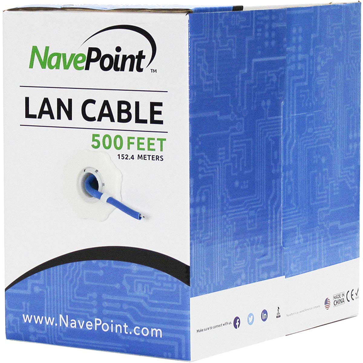 Navepoint Cat6 Ethernet Cable   Cca Bulk Cat6 Cable 500Ft Ethernet Cable, 550Mhz, 23Awg 4 Pair, Unshielded Twisted Pair (Utp), S