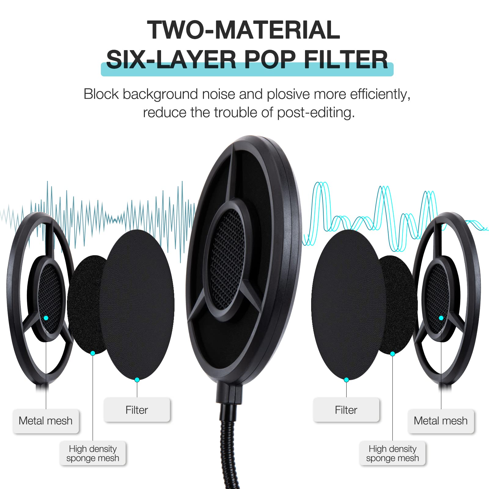 Quadcast Pop Filter Foam Windscreen   5.5 Inch Diam 6 Layers Pop Filter For Mic Cover Quadcast Pop Screen Compatible With Hyperx