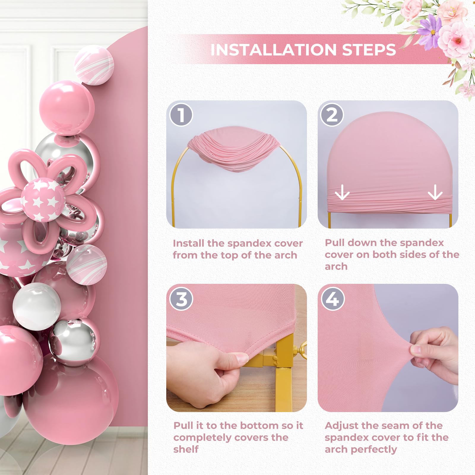 Babenest 7.2Ft Dusty Pink Wedding Arch Cover, Spandex Fitted Arch Backdrop Cover For Photography, Round Top Chiara Stand Cover F