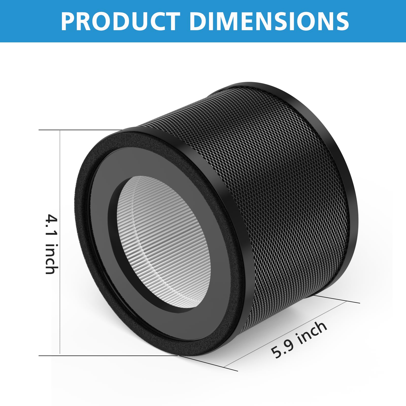 LINNIW 2 Pack H13 True HEPA Replacement Filter for TaoTronics TT-AP001 & VAVA VA-EE014, 3-in-1 HEPA & Activated Carbon Filter