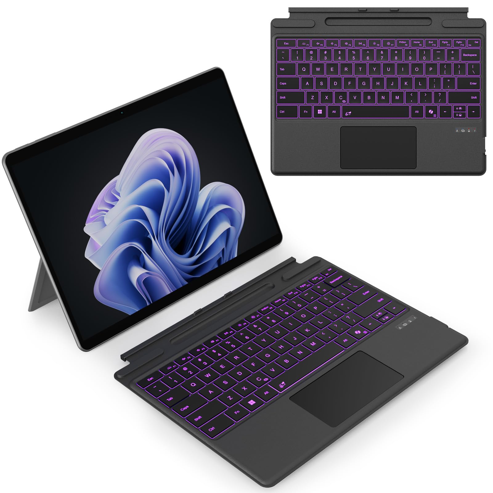 MEETION Surface Pro Keyboard with Trackpad for Pro 11/10/9/8/X, Black