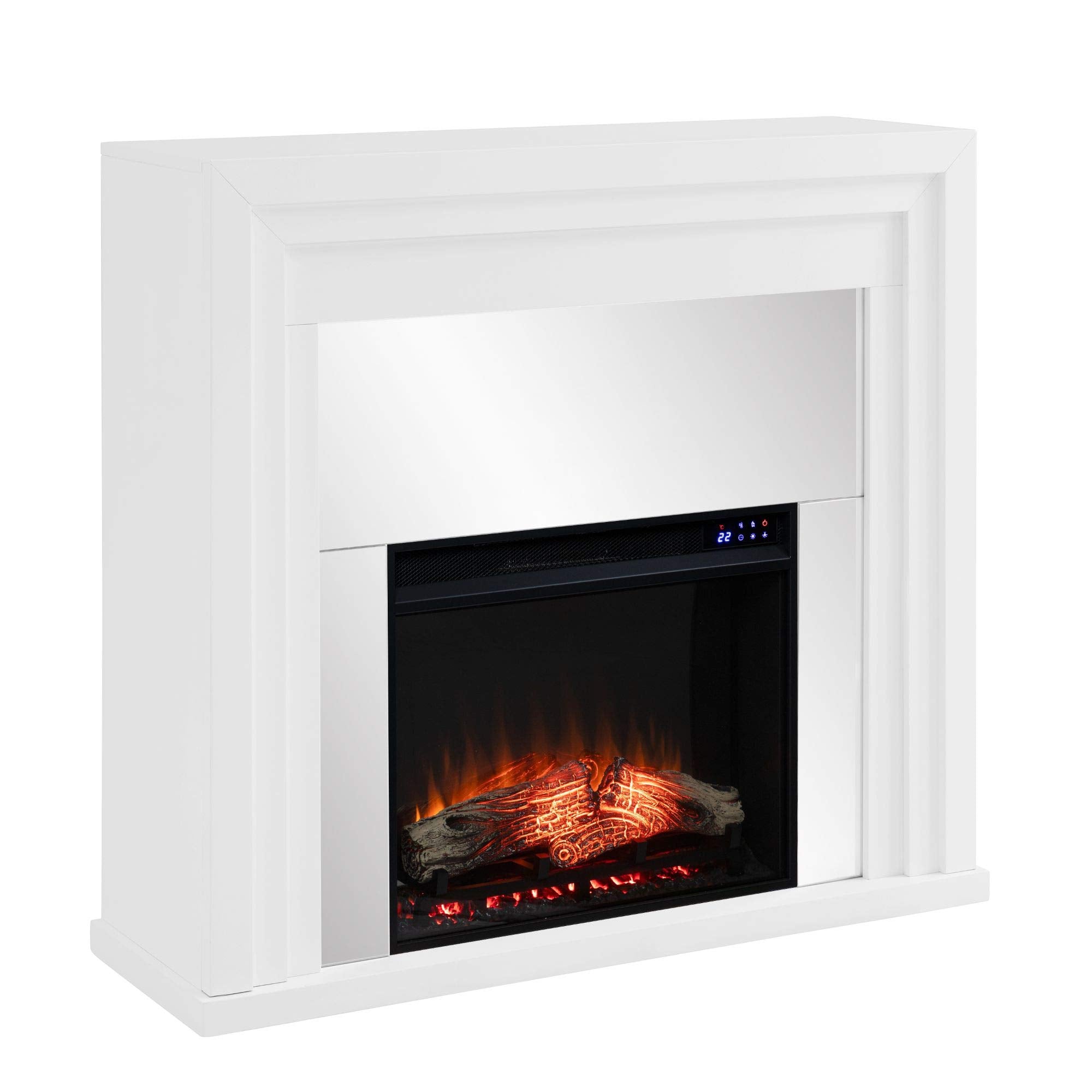 Southern Enterprises 44'' White And Black Mirrored Electric Fireplace