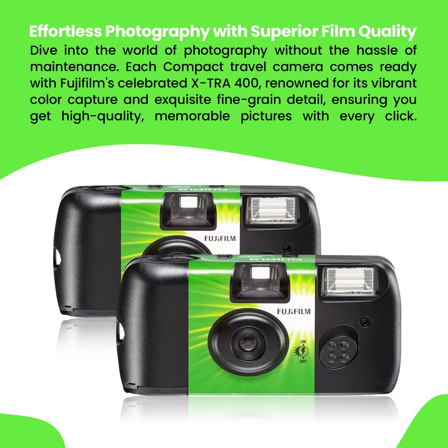Fujifilm Quicksnap Flash 400 Disposable 35Mm Camera � 2 Pack � 2 Hand Straps � Bluebirdsales Microfiber Cleaning Cloth