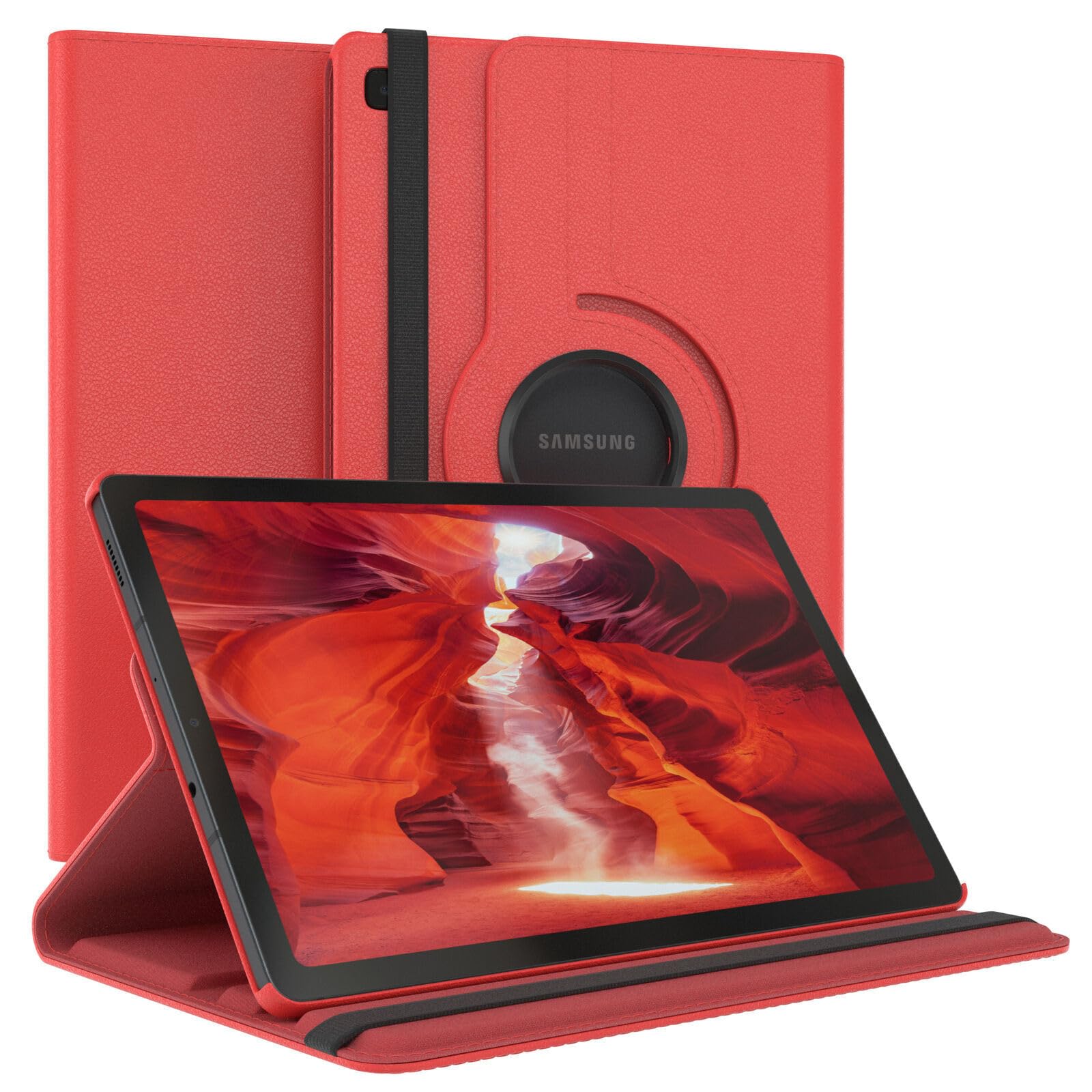 Vultic Rotating Case For Samsung Galaxy Tab A7 Lite 8.7 2021 [T220/T225/T227], 360 Degree Stand [Auto Sleep/Wake] Flip Leather Smart Tablet Cover (Red)