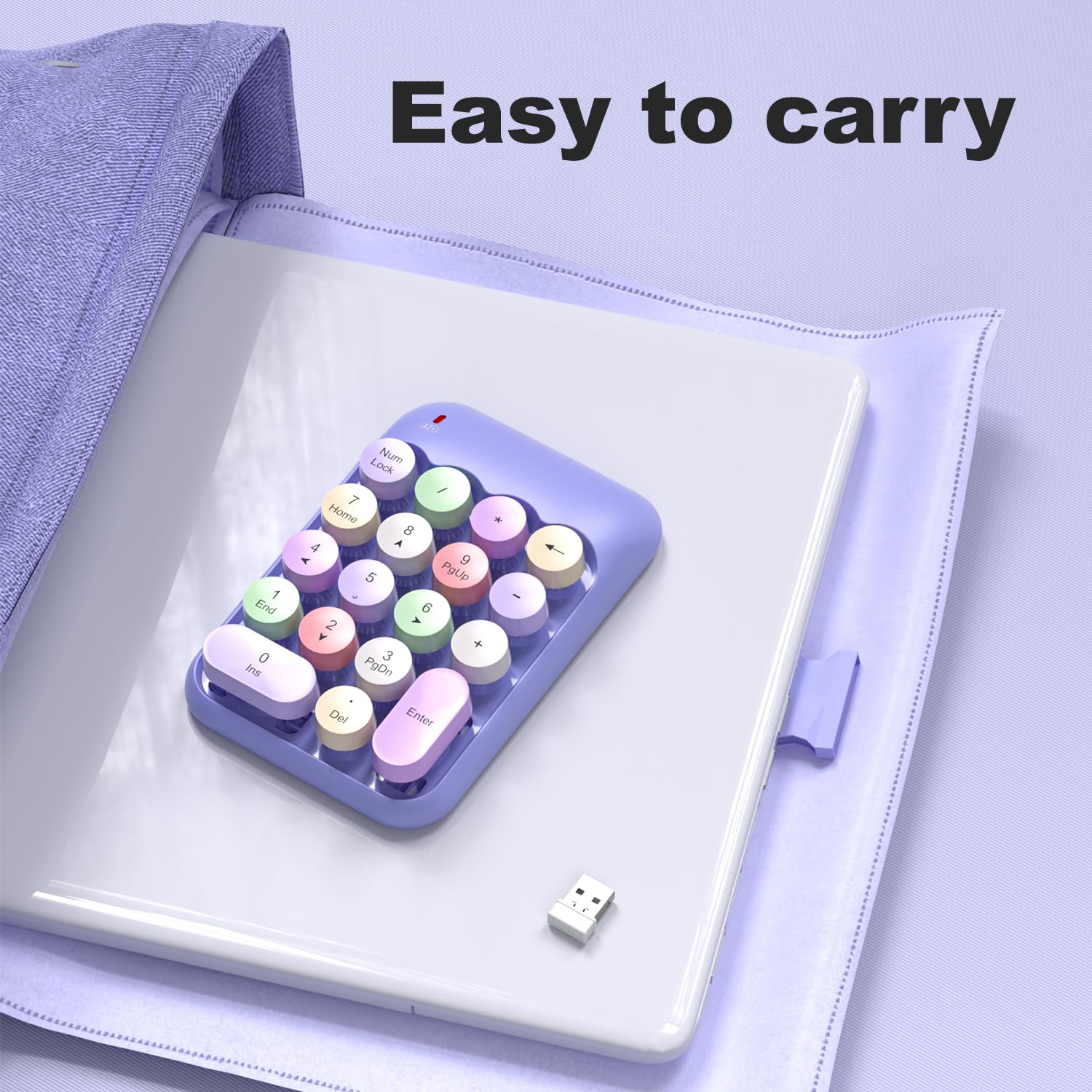 Mofii Wireless Number Pads   Purple Numeric Keypad 18 Keys Usb 2.4G Round Keycap Colorful Extensions Keypads, Financial Accounti
