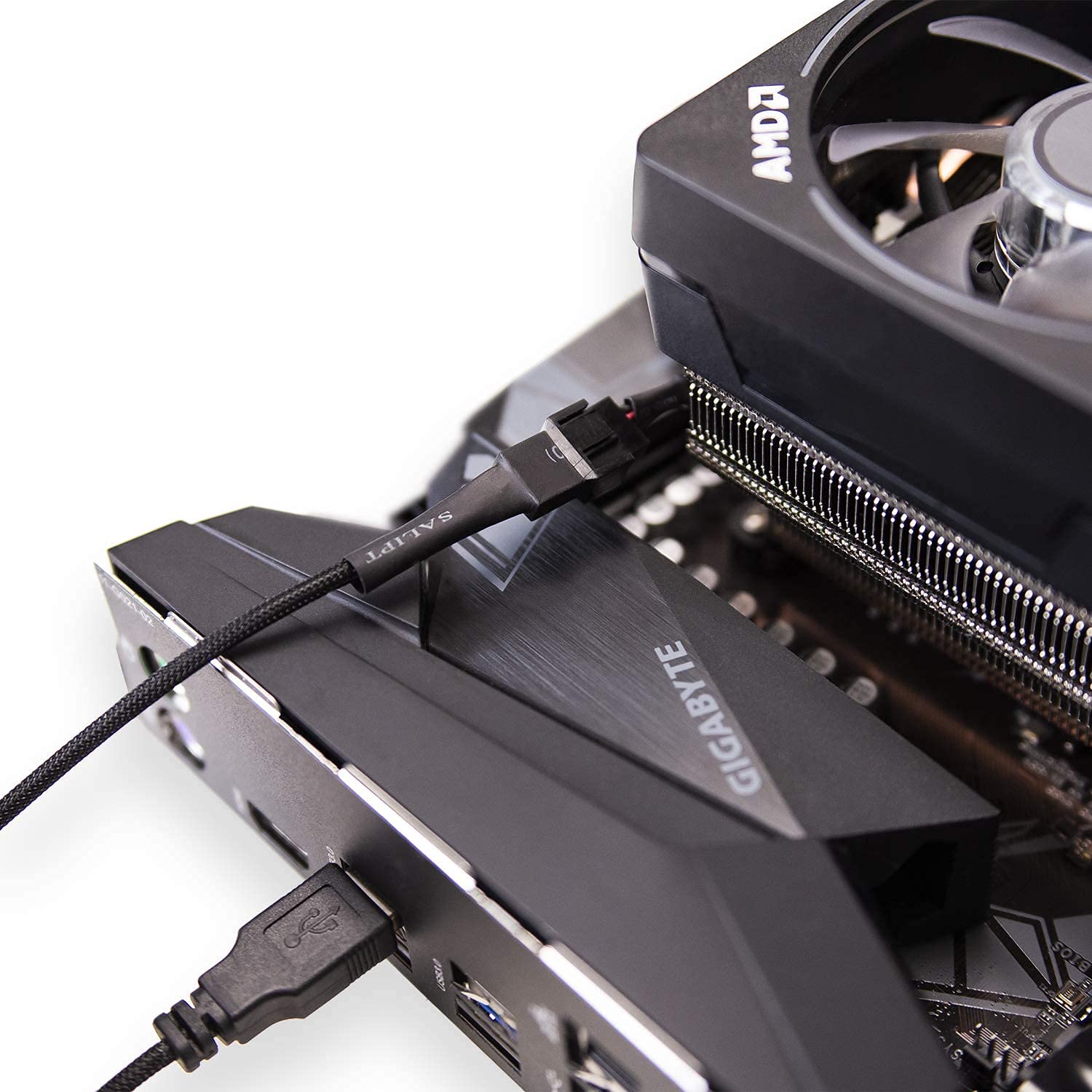 Gebildet 2 Pack Usb To 3 Pin / 4 Pin Pwm 5V Usb Sleeved Fan Power Adapter Cable With Switch, Usb To 3 Pin / 4 Pin Case Fan Adapt