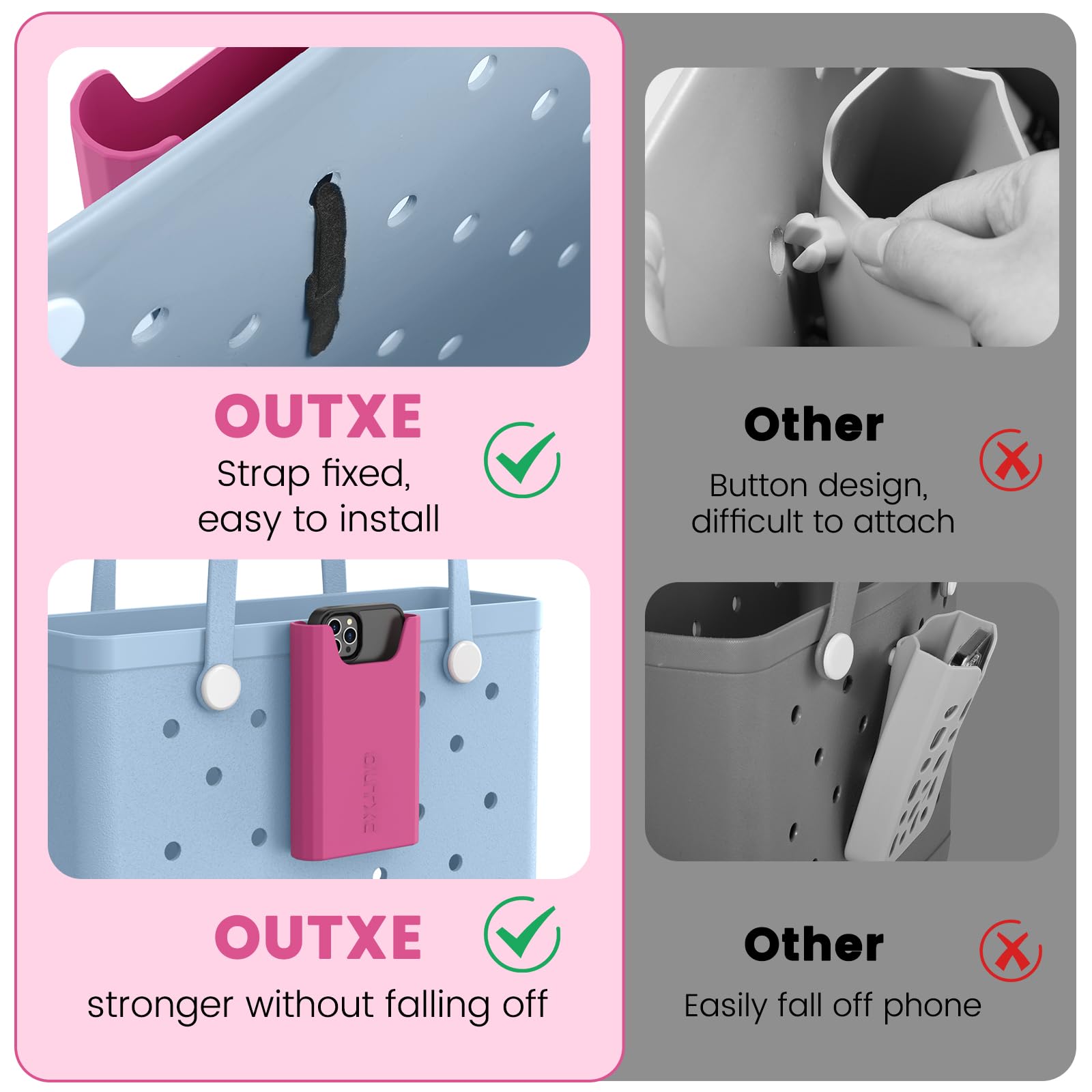 Outxe Silicone Phone Holder For Bogg Bag, Phone Case Holder Charms Accessory Compatible With All Bogg Bags, Cell Phones Holder F