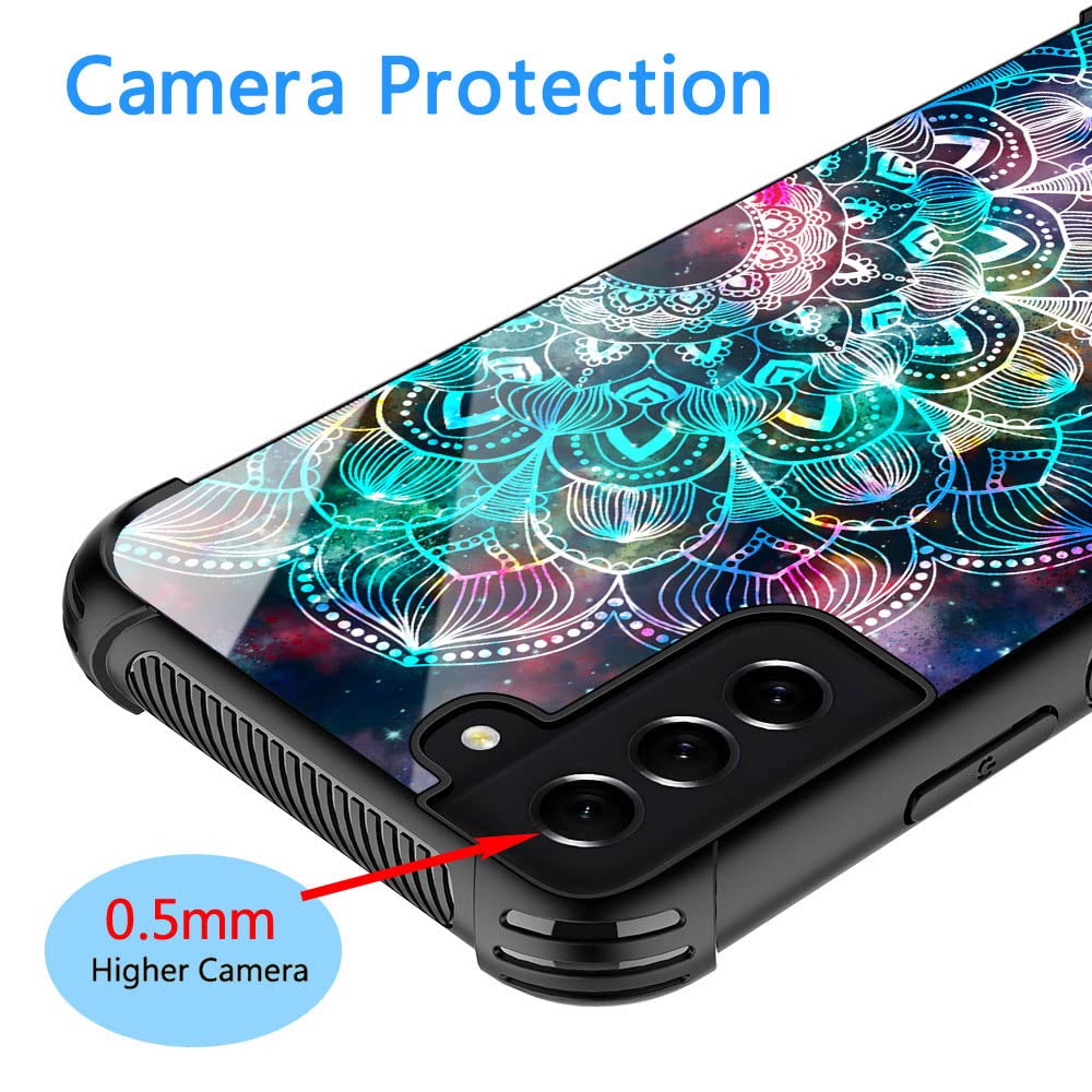ZHEGAILIAN Phone Case Compatible Samsung Galaxy S21 Ultra 5G Mandala Design TPU Organic Glass 6.8-inch