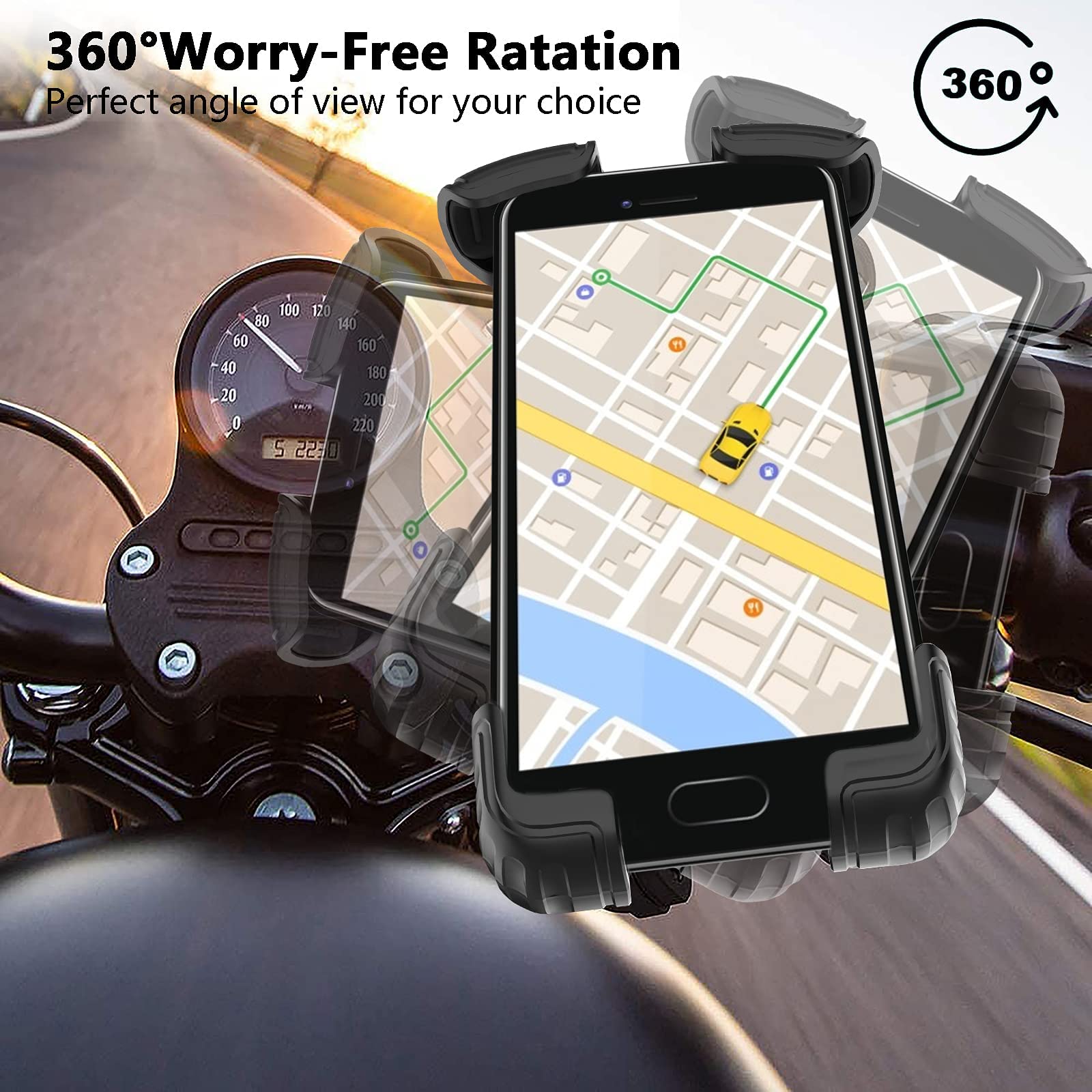 Marspeeder Bike Motorcycle Phone Mount, ?Super Stable Metal? Bike Motorcycle Phone Holder With Security Lock, Bicycle Phone Moun