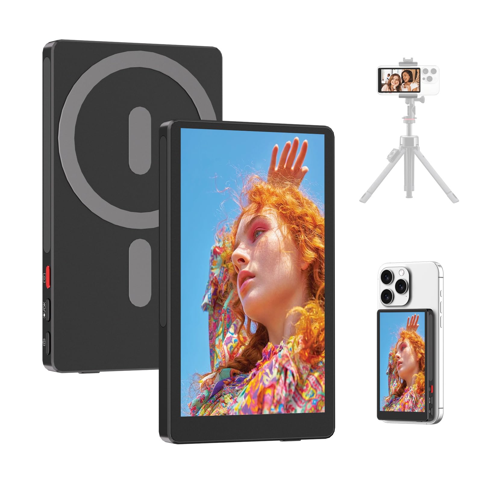 Xbonfire 4'' Magnetic Phone Vlog Selfie Monitor Screen, 4K Wireless Recording, Phone Selfie Monitor Screen Back Camera Monitor F