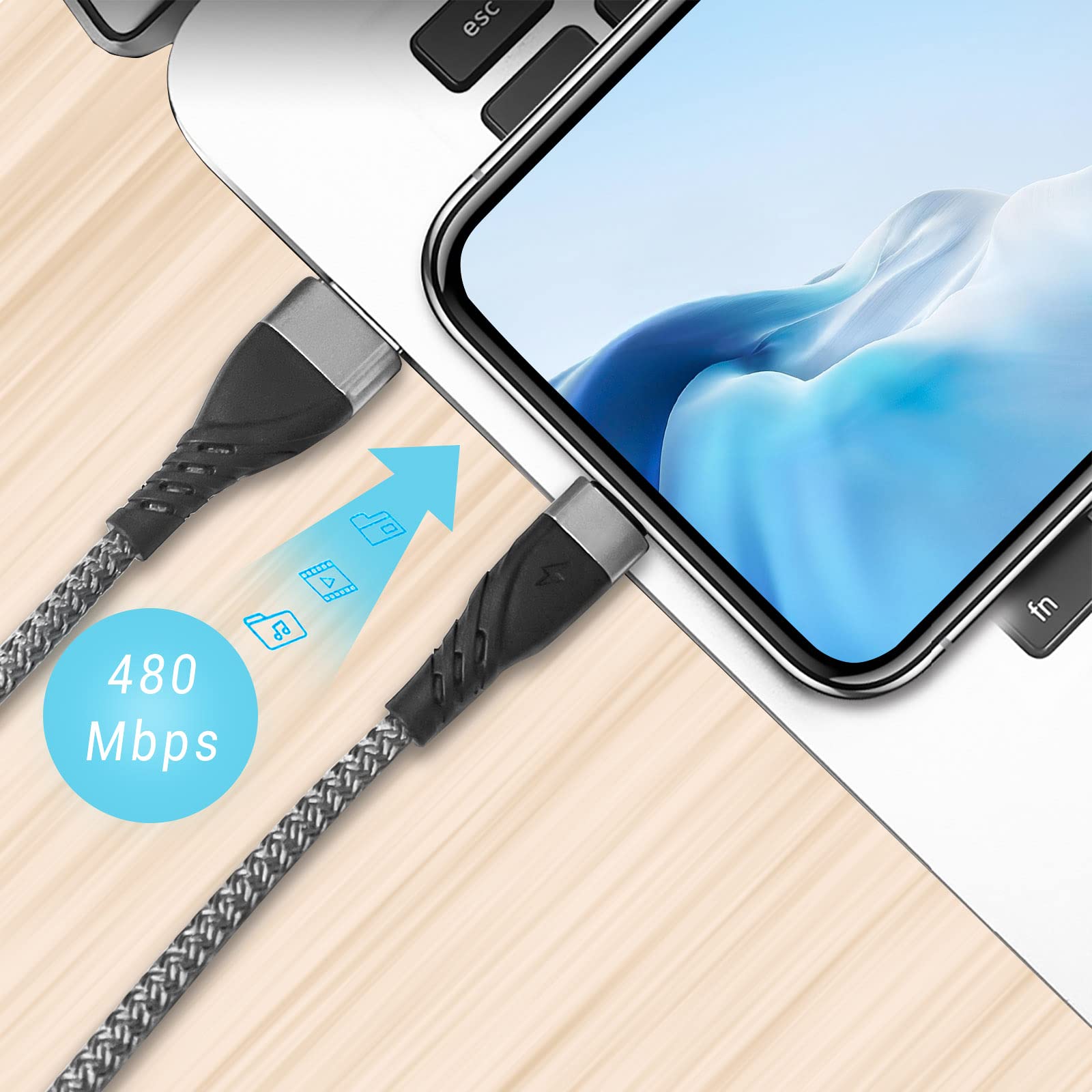 Sumpk Micro Usb Cable 1Ft[3Pack], Short Usb To Micro Braided Usb 2.0 Fast Charging And Data Sync Cord For Samsung Galaxy S6 S7 E