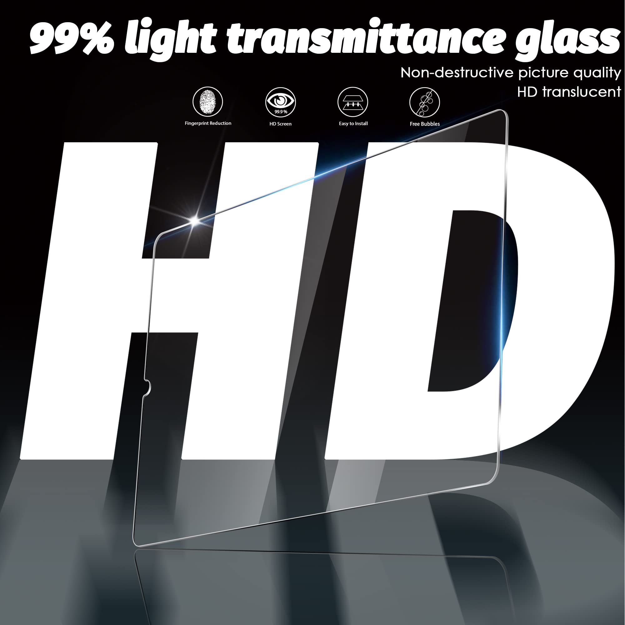 Orzero (3 Pack) Compatible For Lenovo Tab M9 (9 Inch) Tempered Glass Screen Protector, Bubble Free 9 Hardness Hd