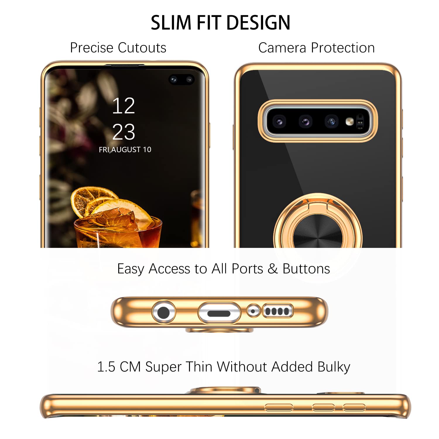 Duedue For Samsung Galaxy S10 Plus Case With Ring Holder Kickstand 360 Degree Rotation Magnetic Car Finger Soft Tpu Slim Cover S