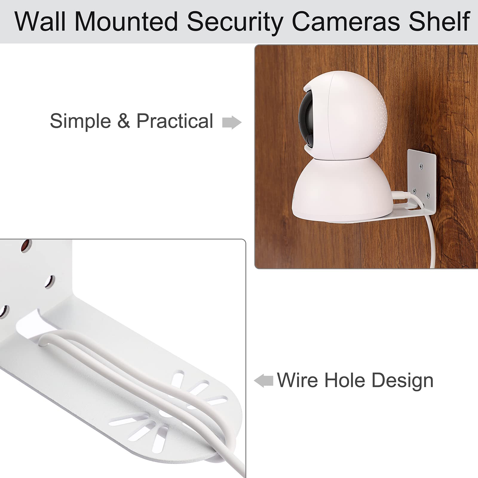 Sumnacon 3Pcs Wall Mount Camera Shelf  Metal Small Wall Shelf With Adhesive,Universal Small Floating Shelf For Security Cameras,
